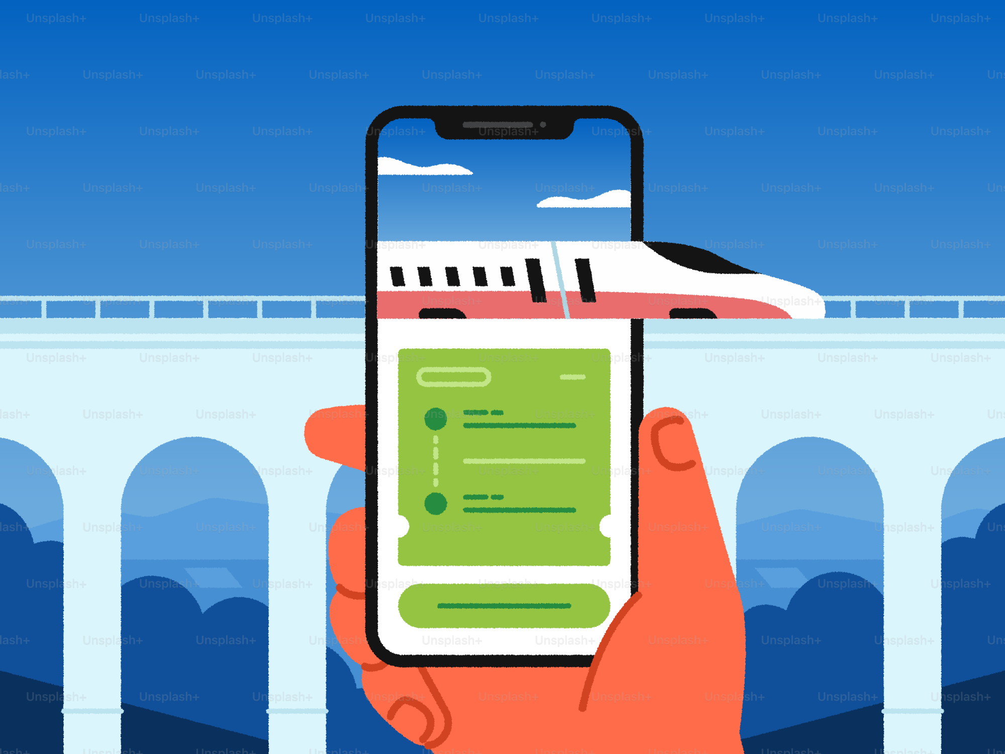 Billet de train en ligne sur smartphone.
