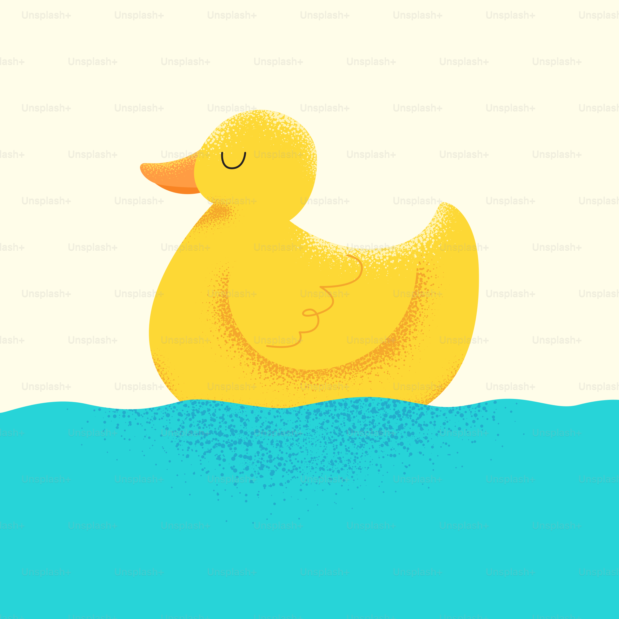 Un pato de goma amarillo flota tranquilamente sobre el agua.