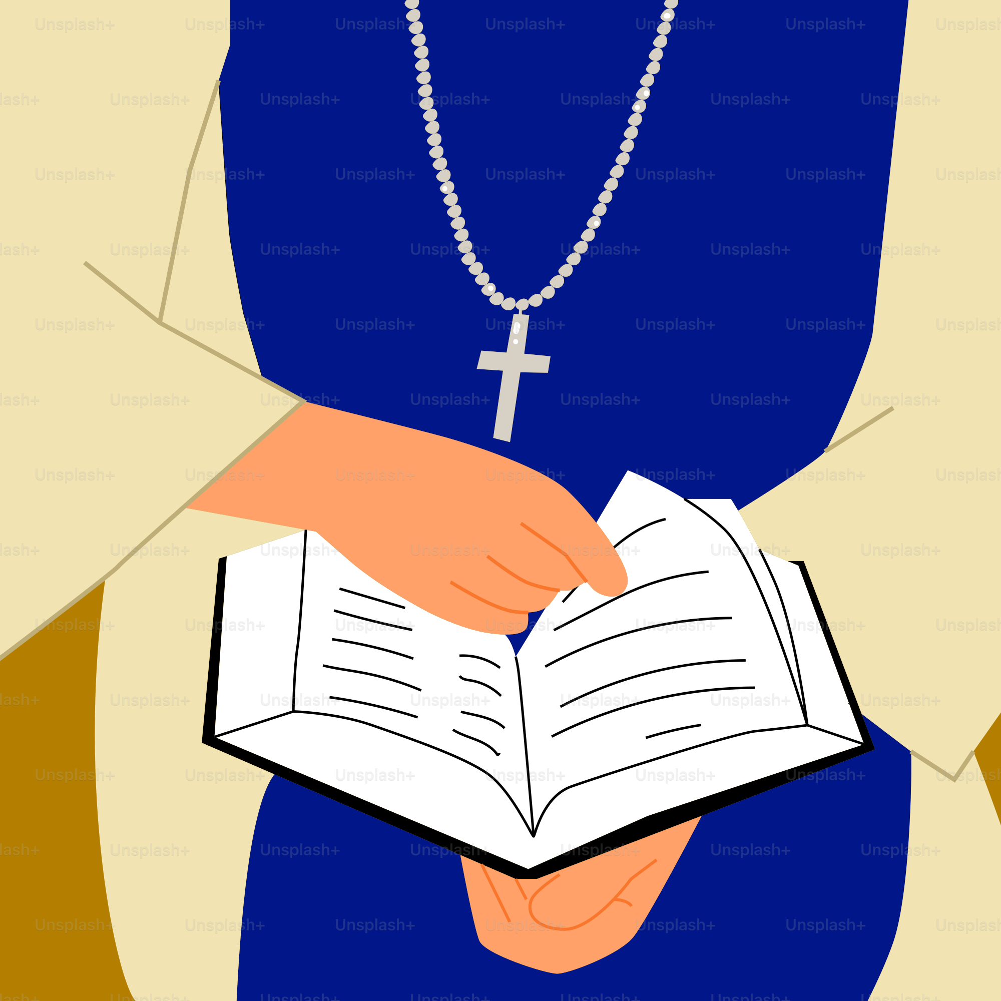 A person in robes reading the bible.