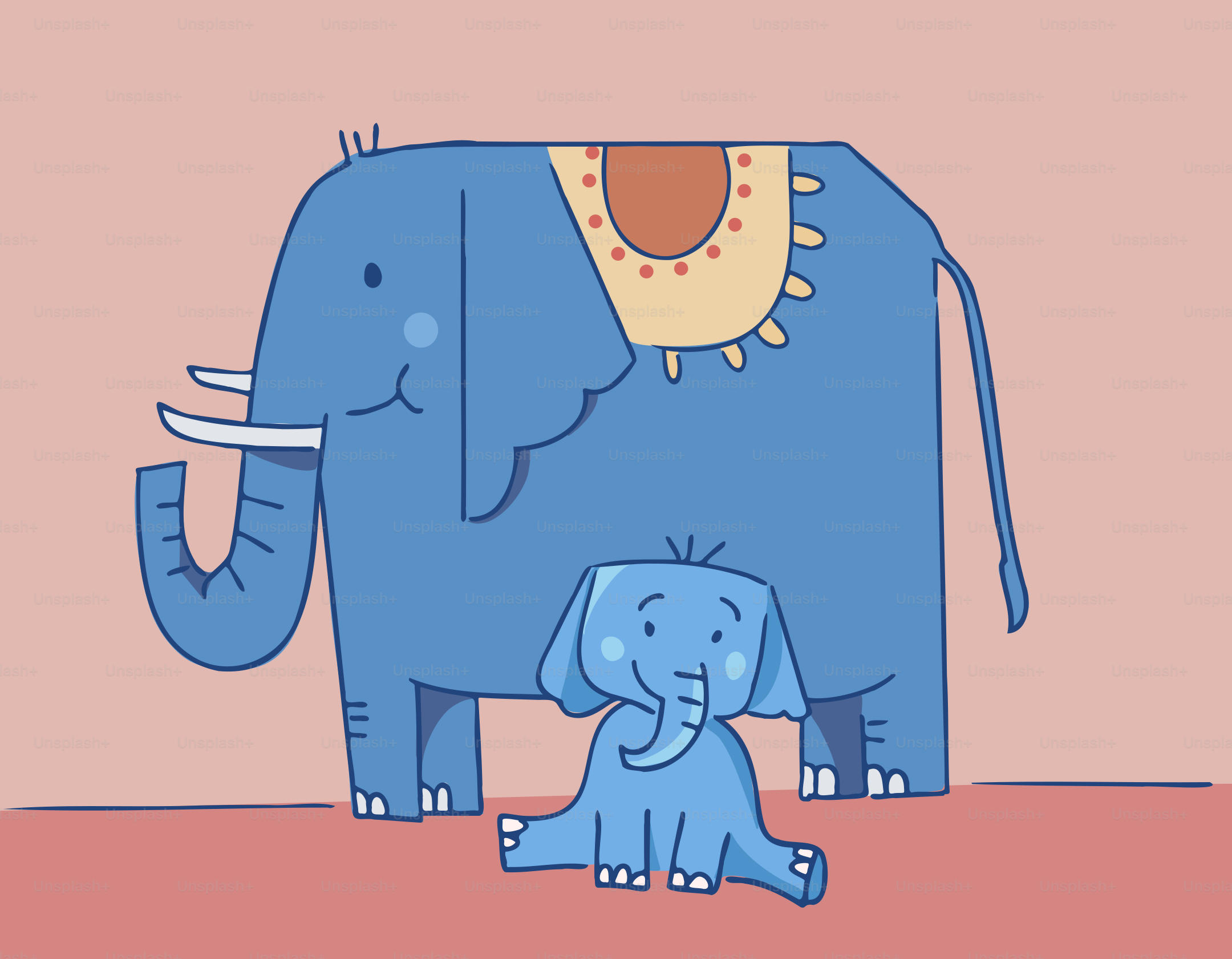 A big elephant stands behind a small one.