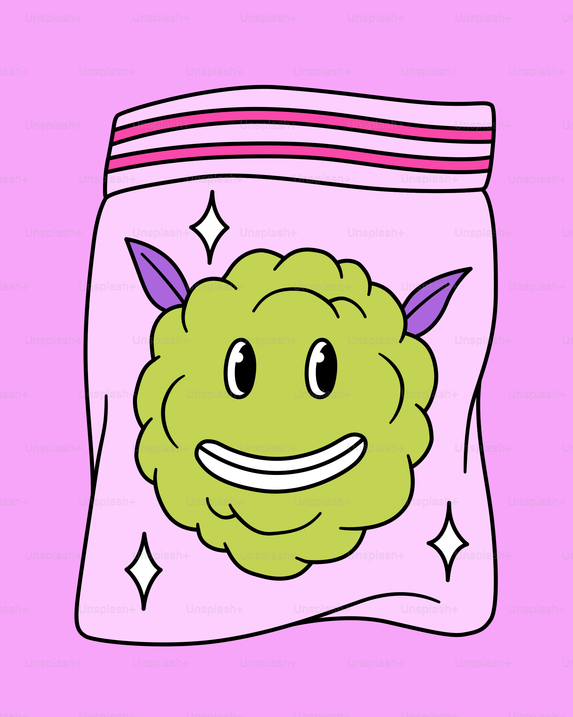 バッグの中には笑顔の大麻のつぼみが入っています。