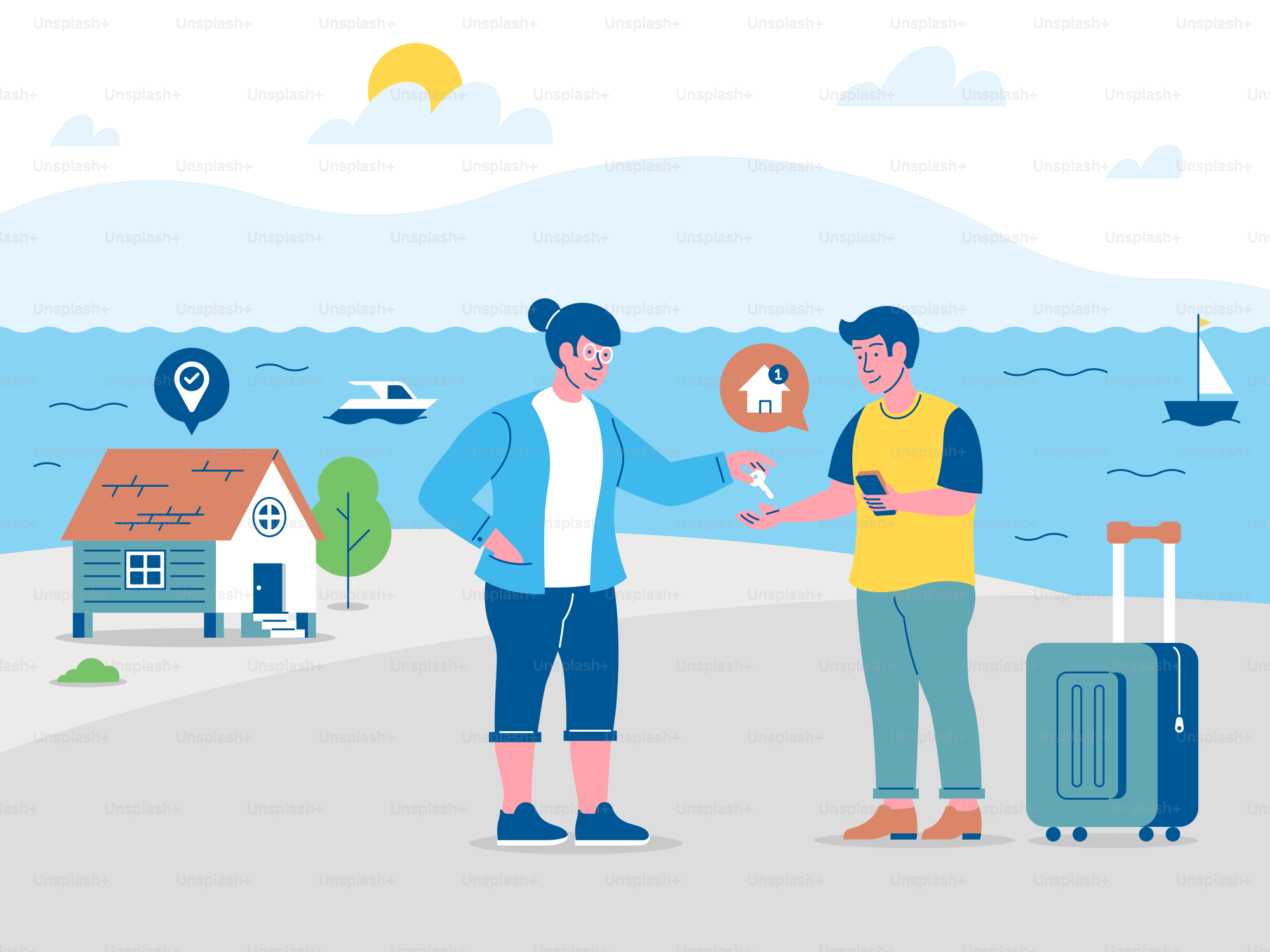 Someone is handing over a house key.