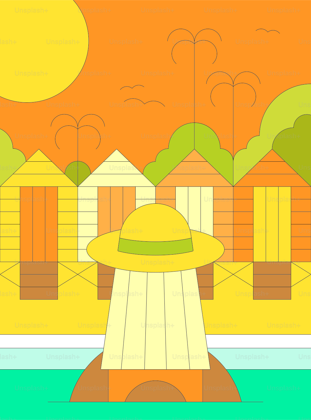 Person with a hat at a sunny beach.