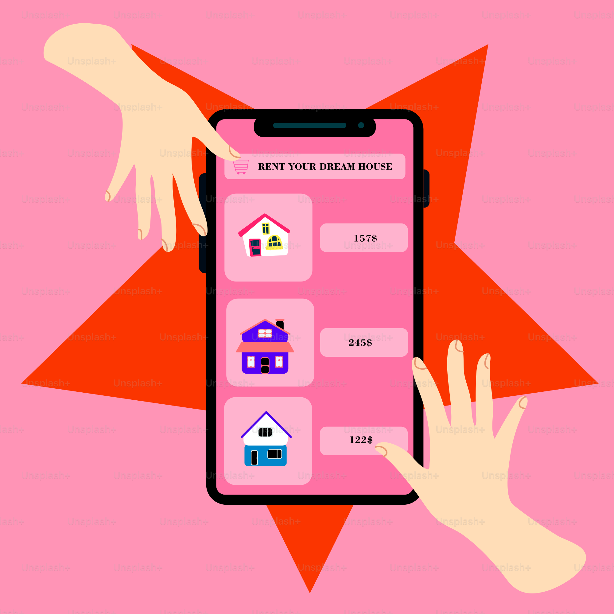 Trovare la casa dei sogni da affittare su un telefono.