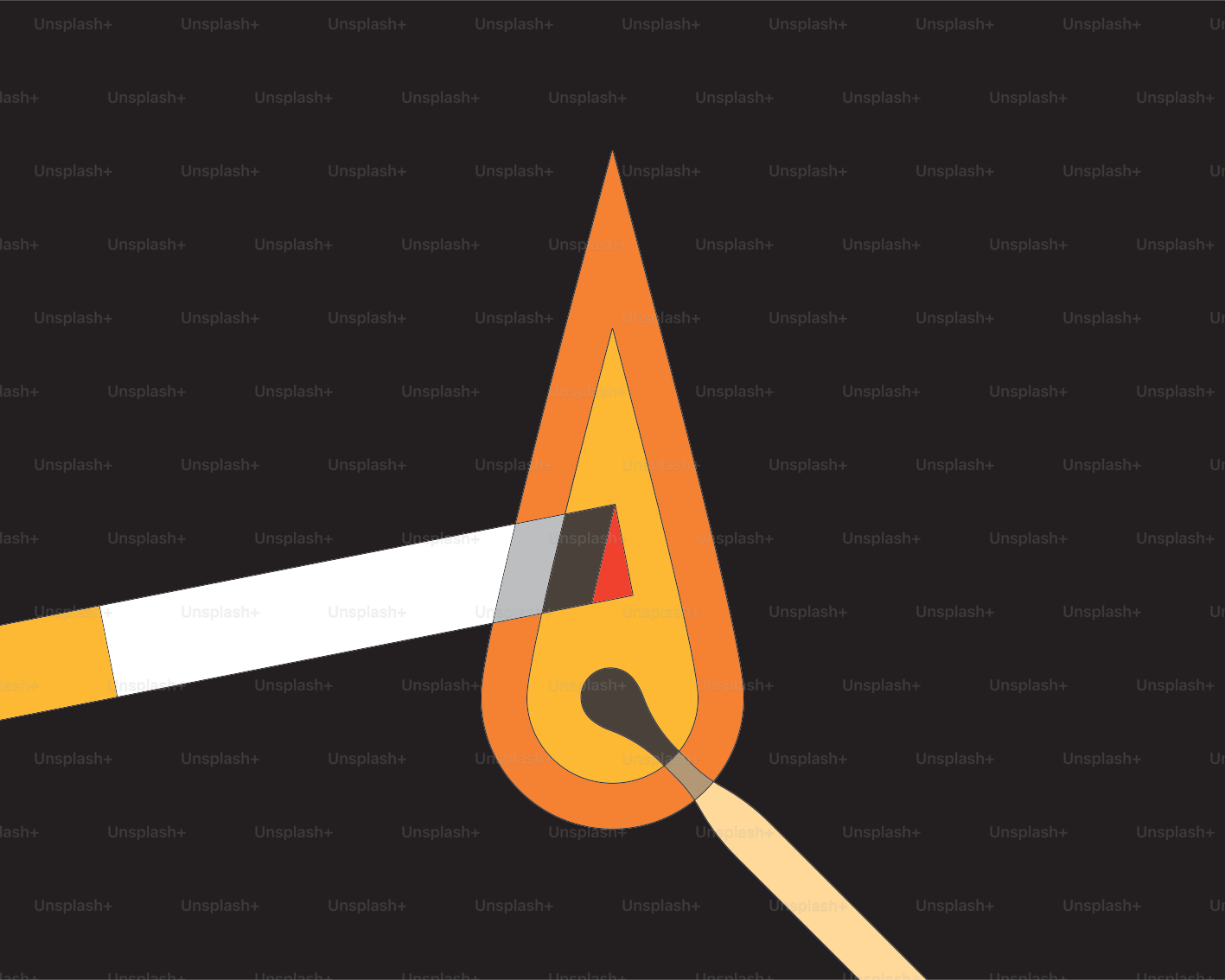 A cigarette is being lit by a match.