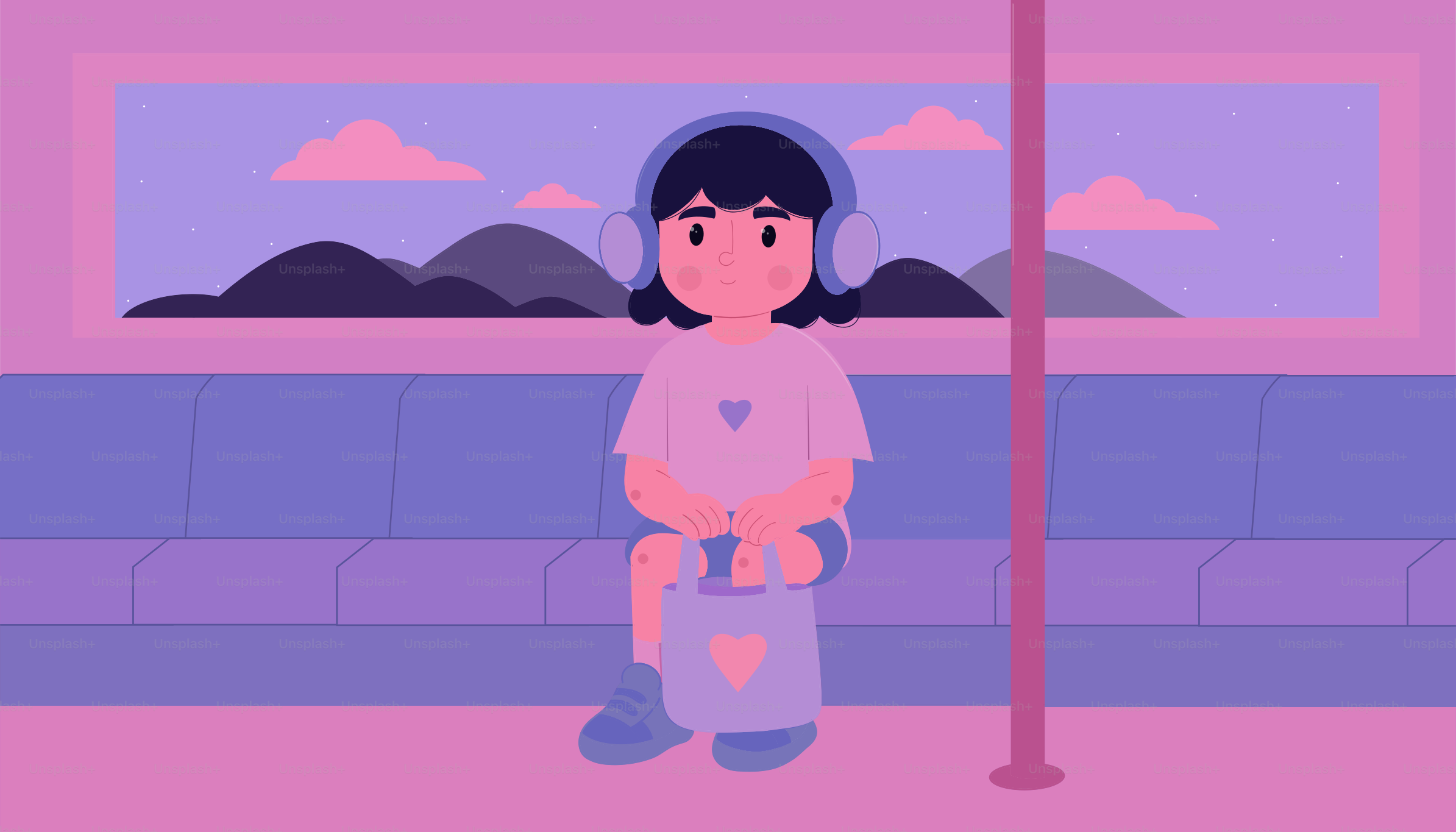 A person is listening to music on a train.