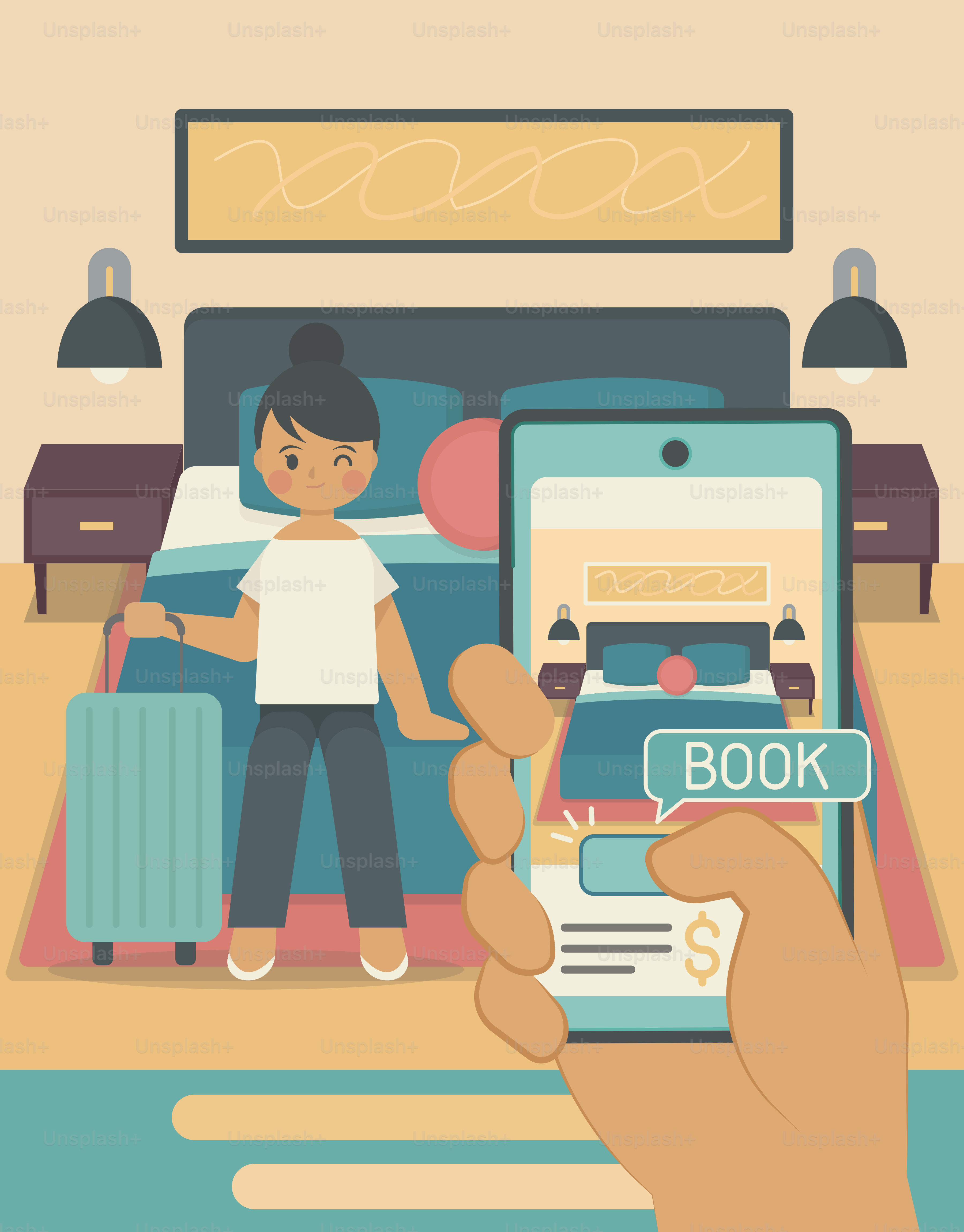 Prenota una camera d'albergo con un'app mobile.