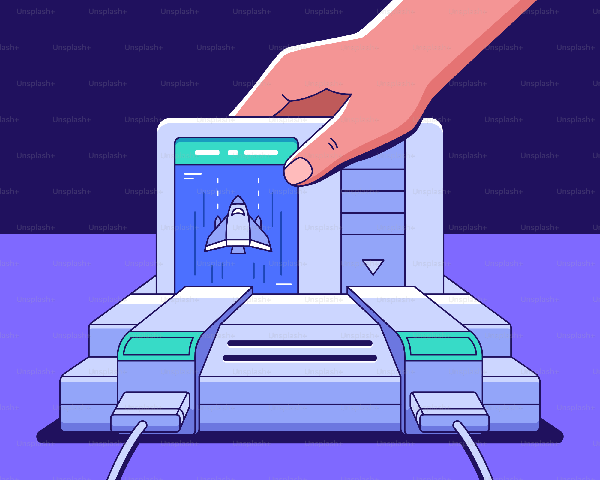 Insertar un cartucho de juego en una consola retro.
