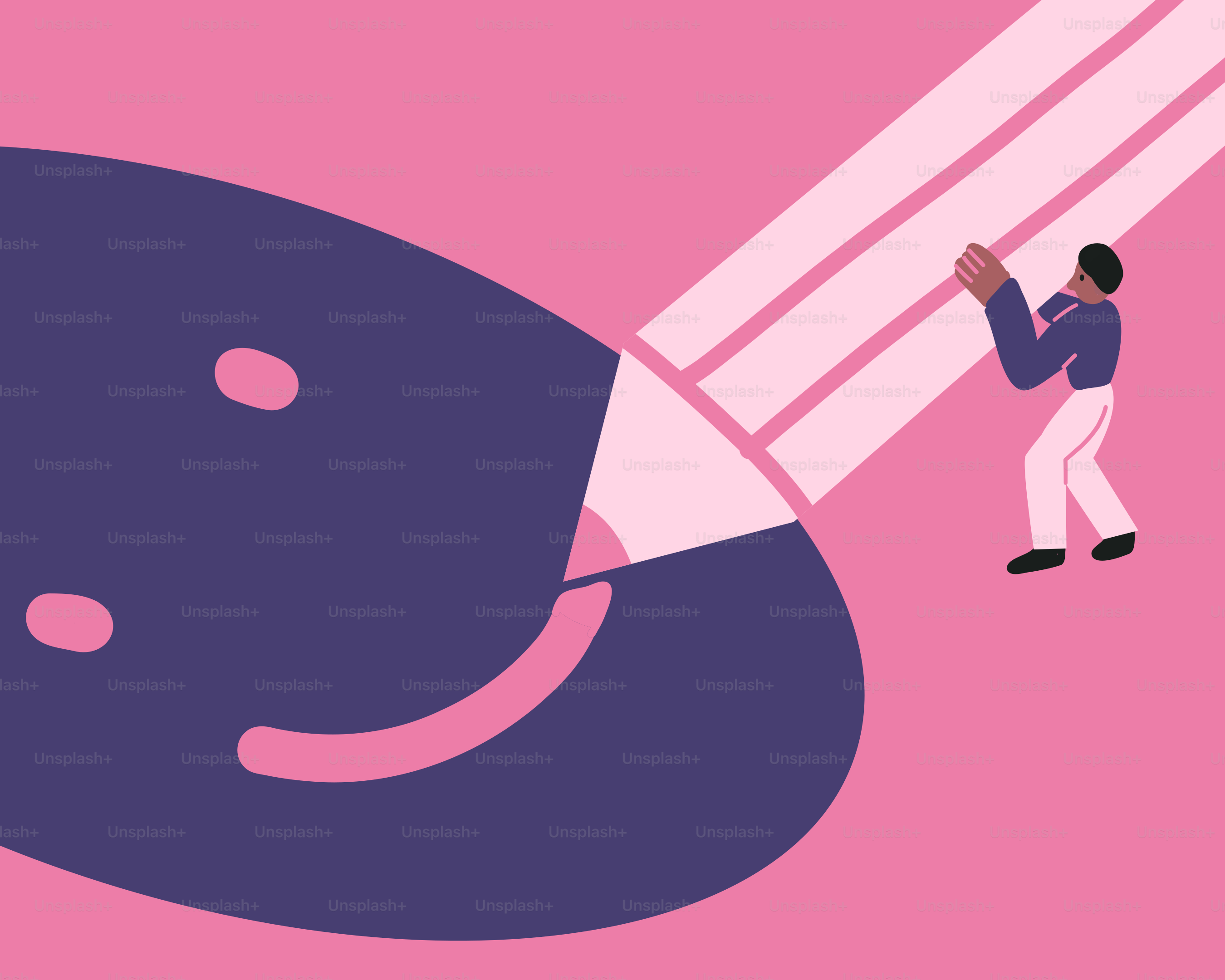 A man is helping create a giant smile.