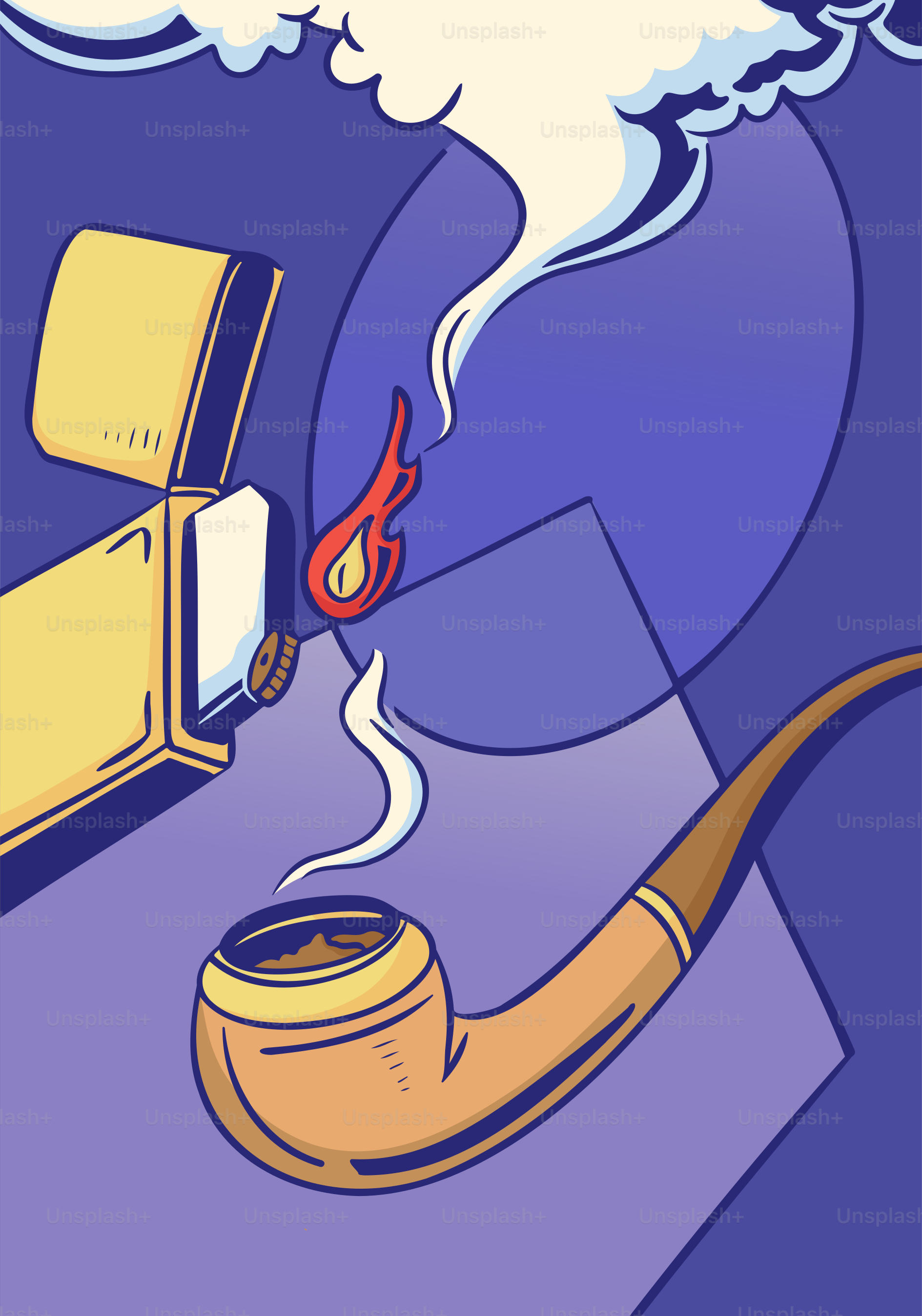 A lighter ignites a tobacco pipe.