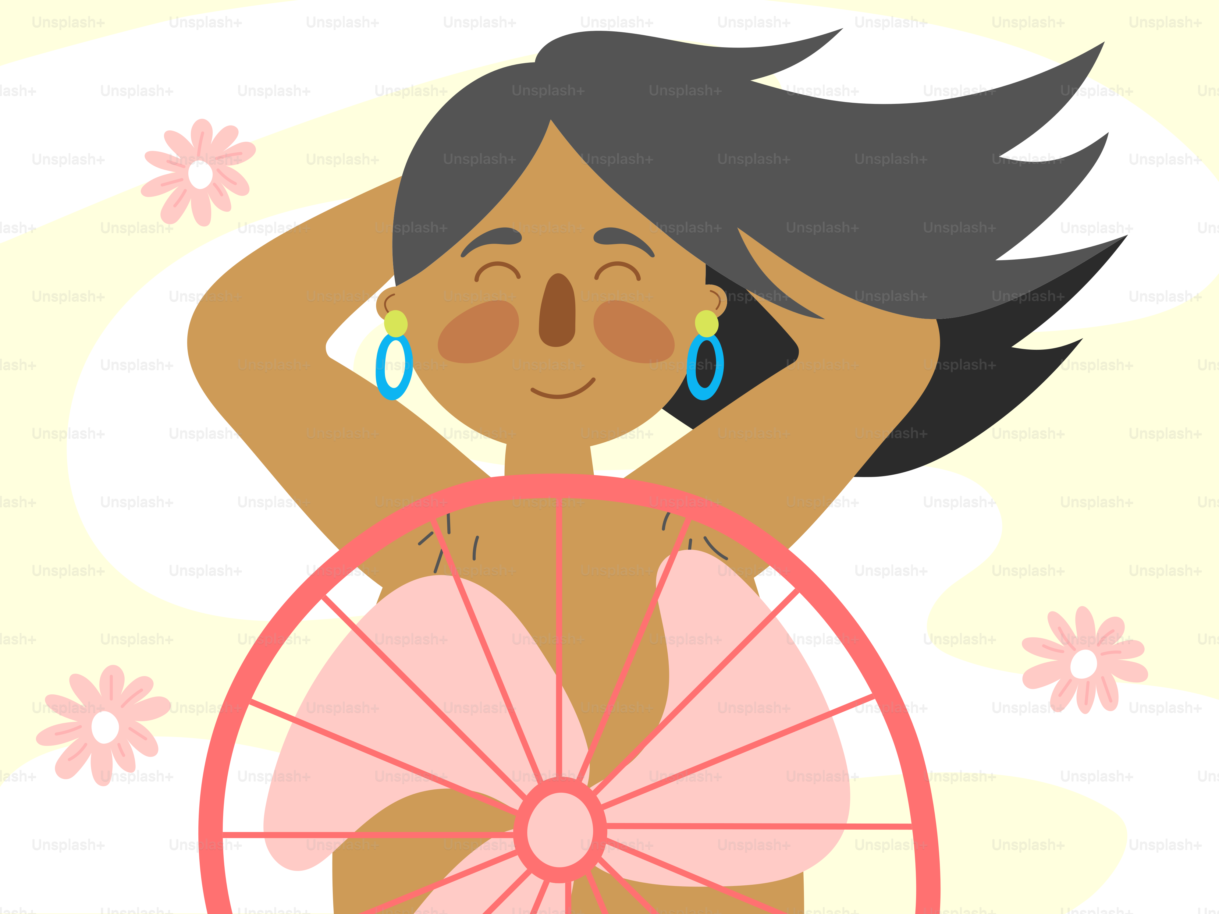 A woman is relaxing behind a fan.