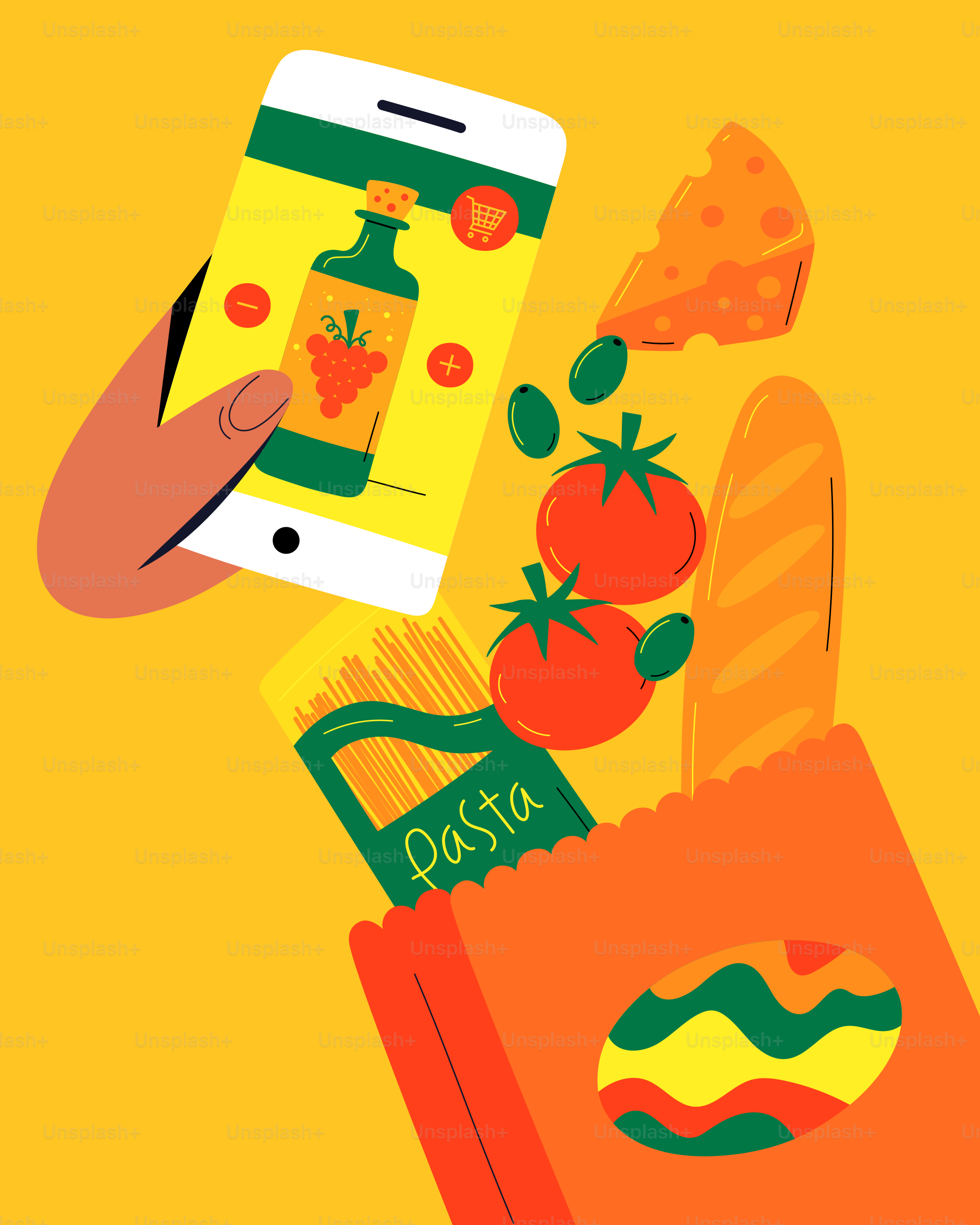 Ordering groceries online for home delivery.