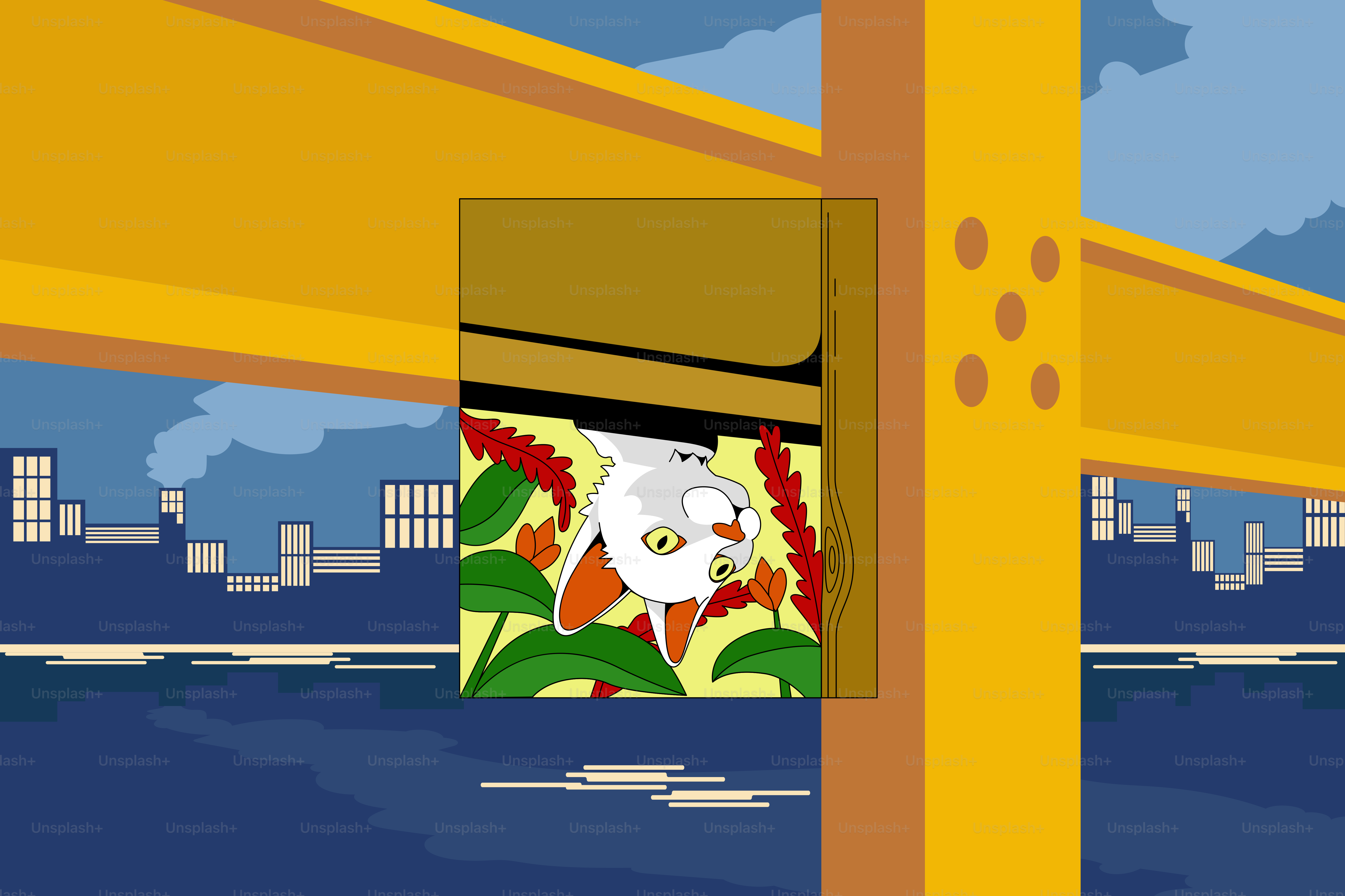 A cartoon cat hangs upside down.