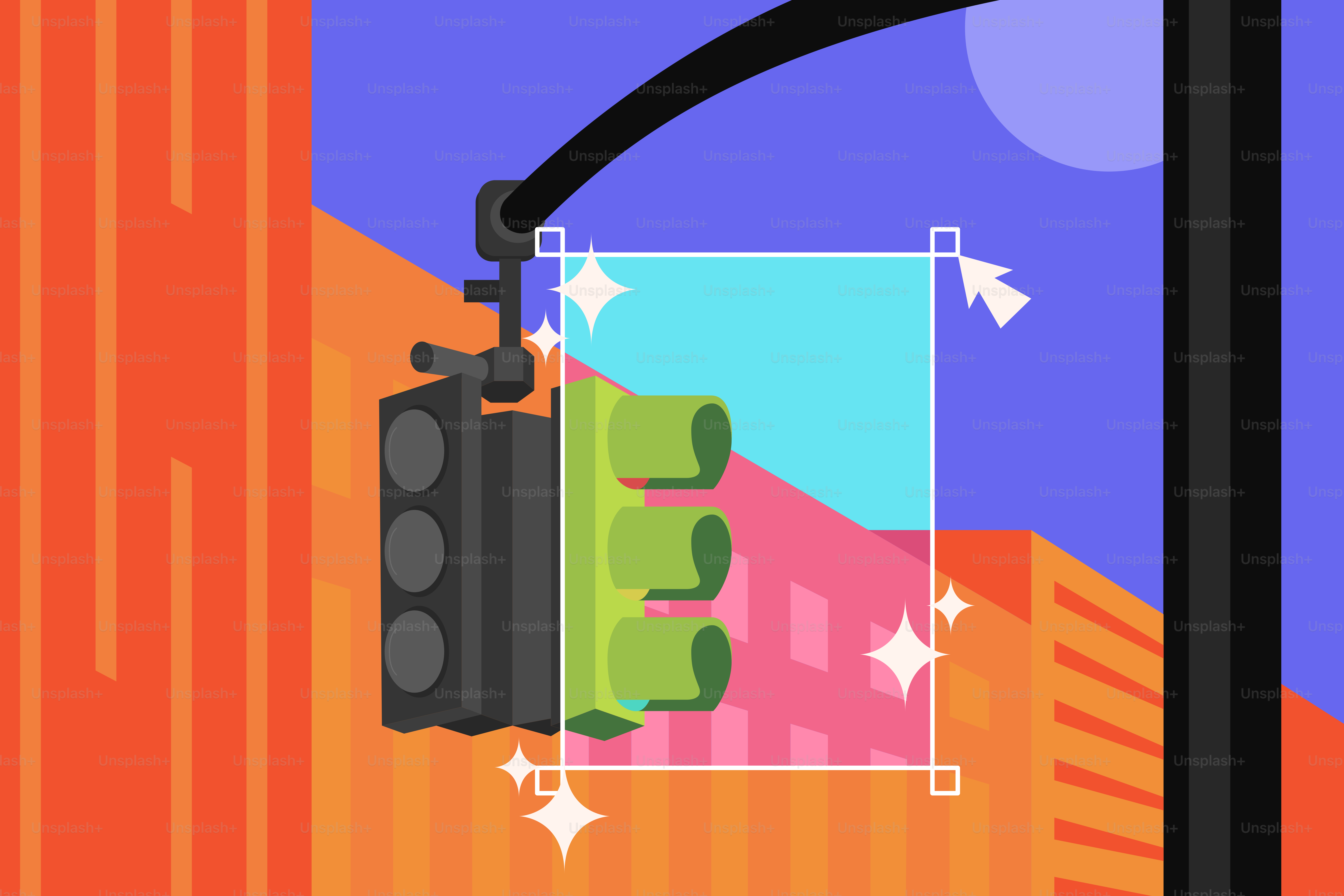 An image of a traffic light with a box.