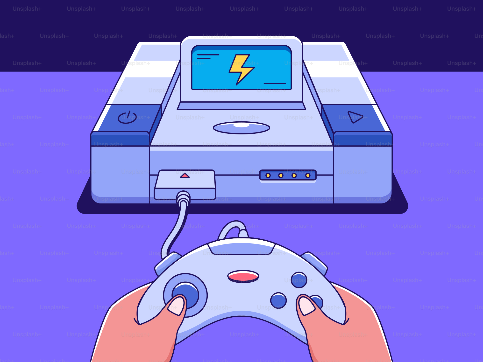 Playing a retro console with a controller.