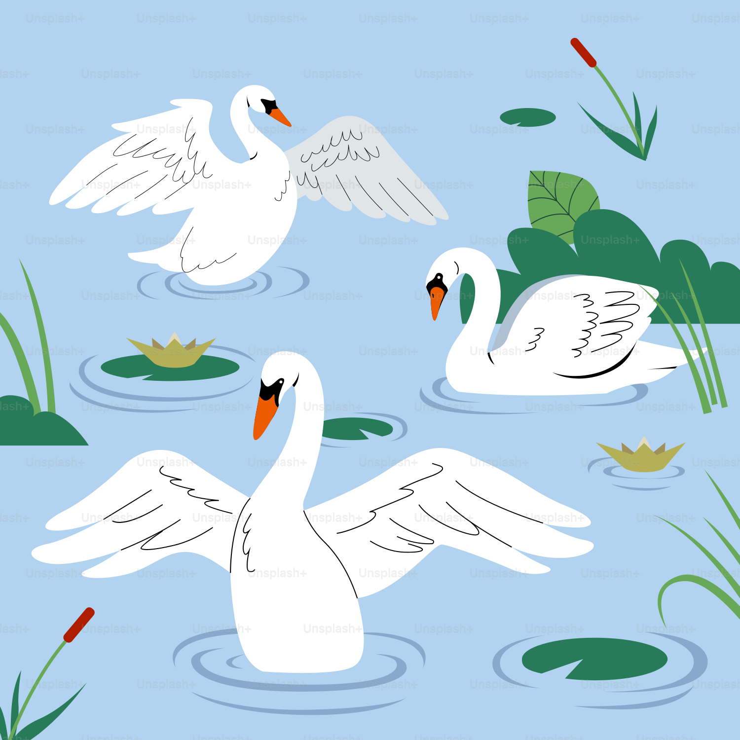 Schwäne schwimmen friedlich in einem Teich