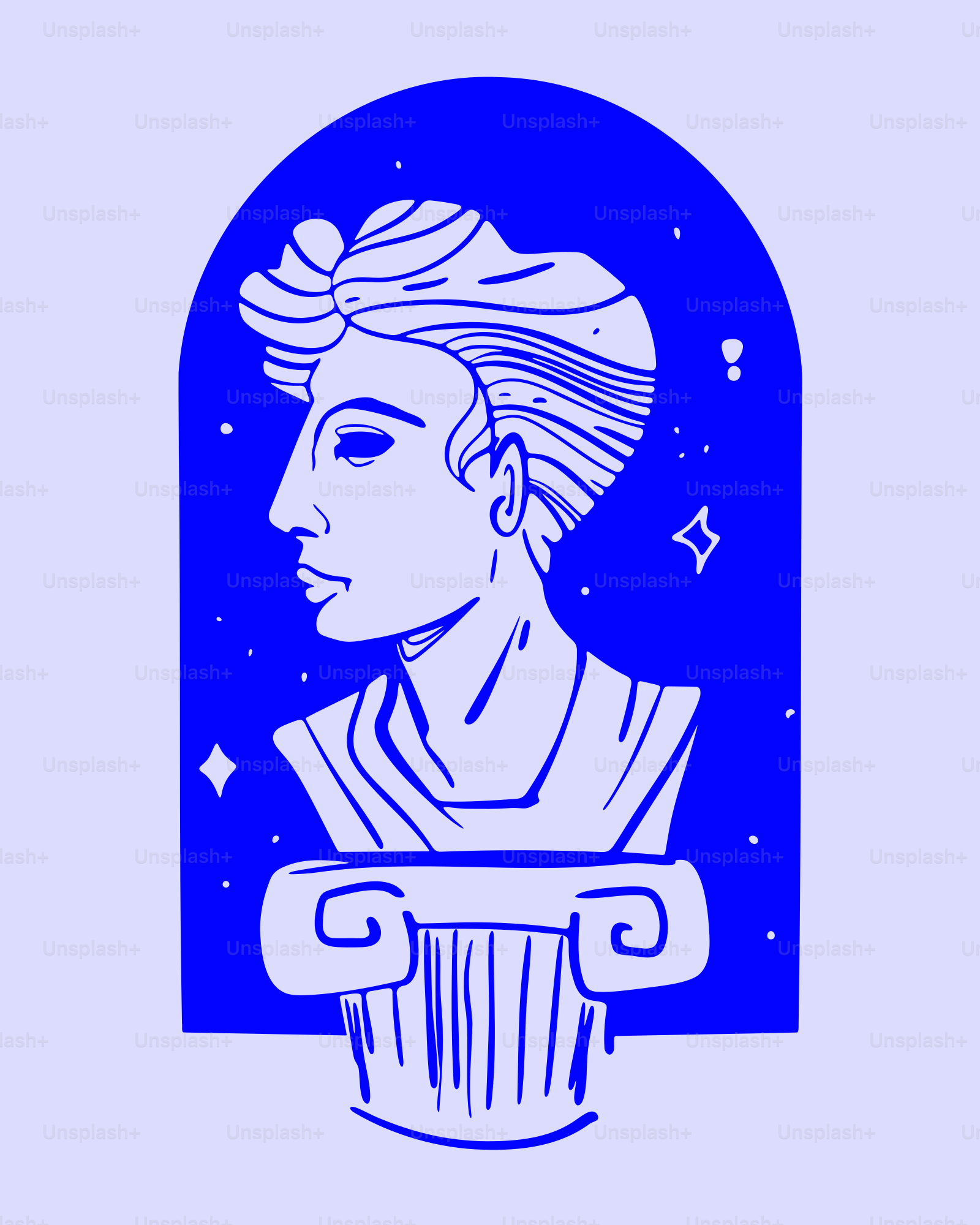 Un'illustrazione blu di un busto.