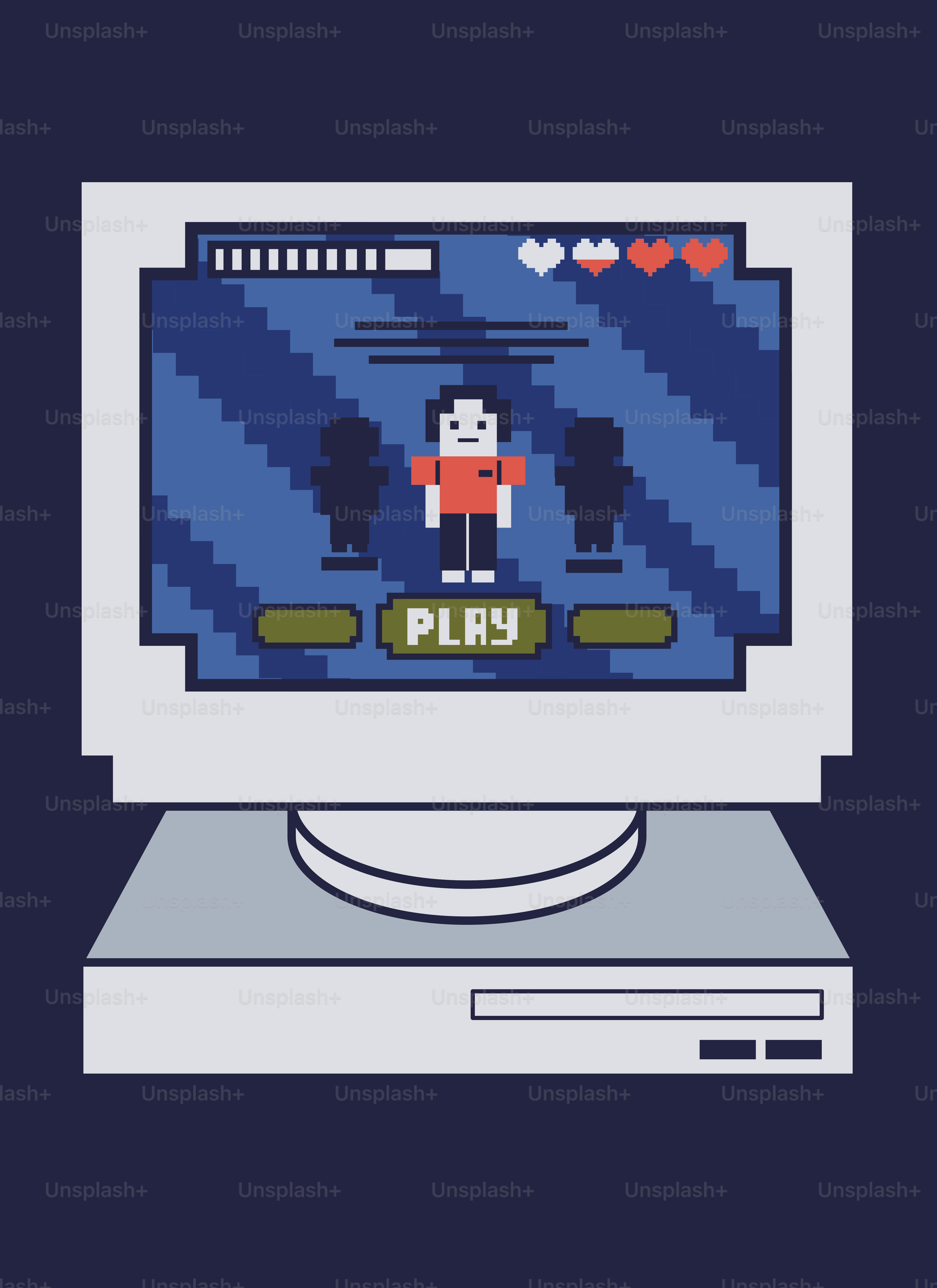 Una escena pixelada de videojuego en un ordenador antiguo.