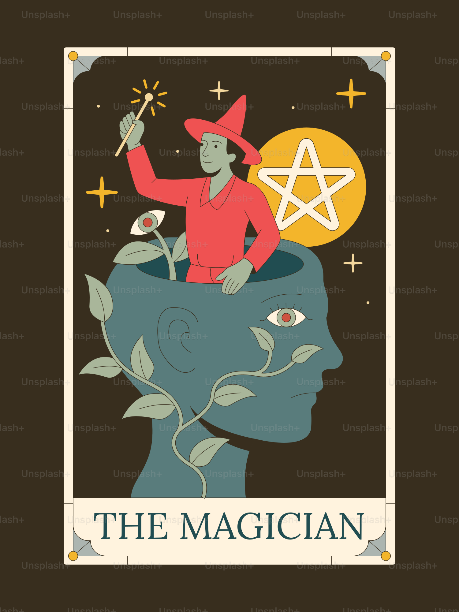 The magician casts magic from within a mind.