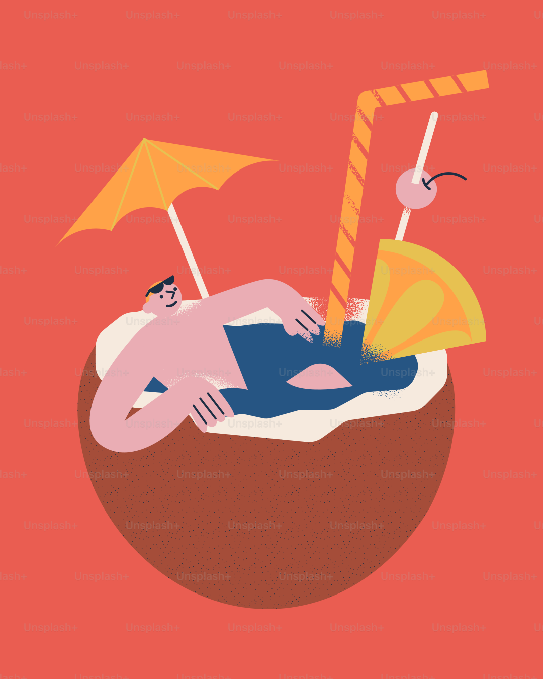 Una persona si rilassa in un bicchiere da cocktail.