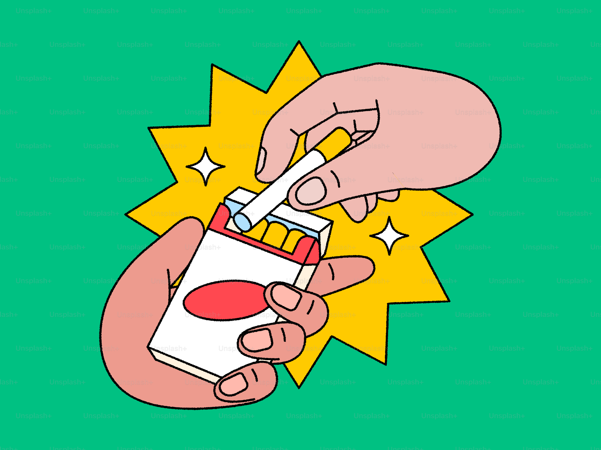 Hands are holding a cigarette and a pack.