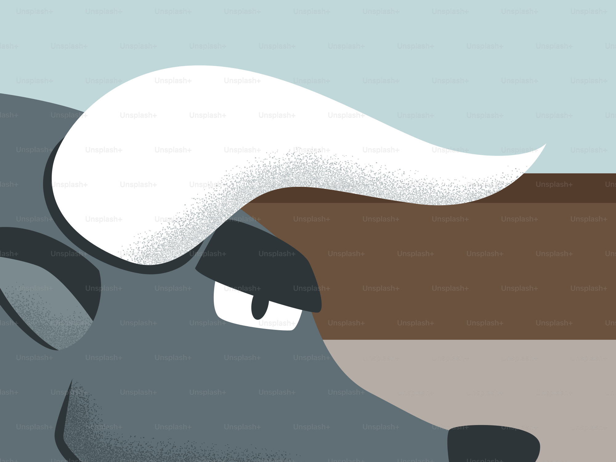 Here's a possible caption: a cartoon bull with a large horn.