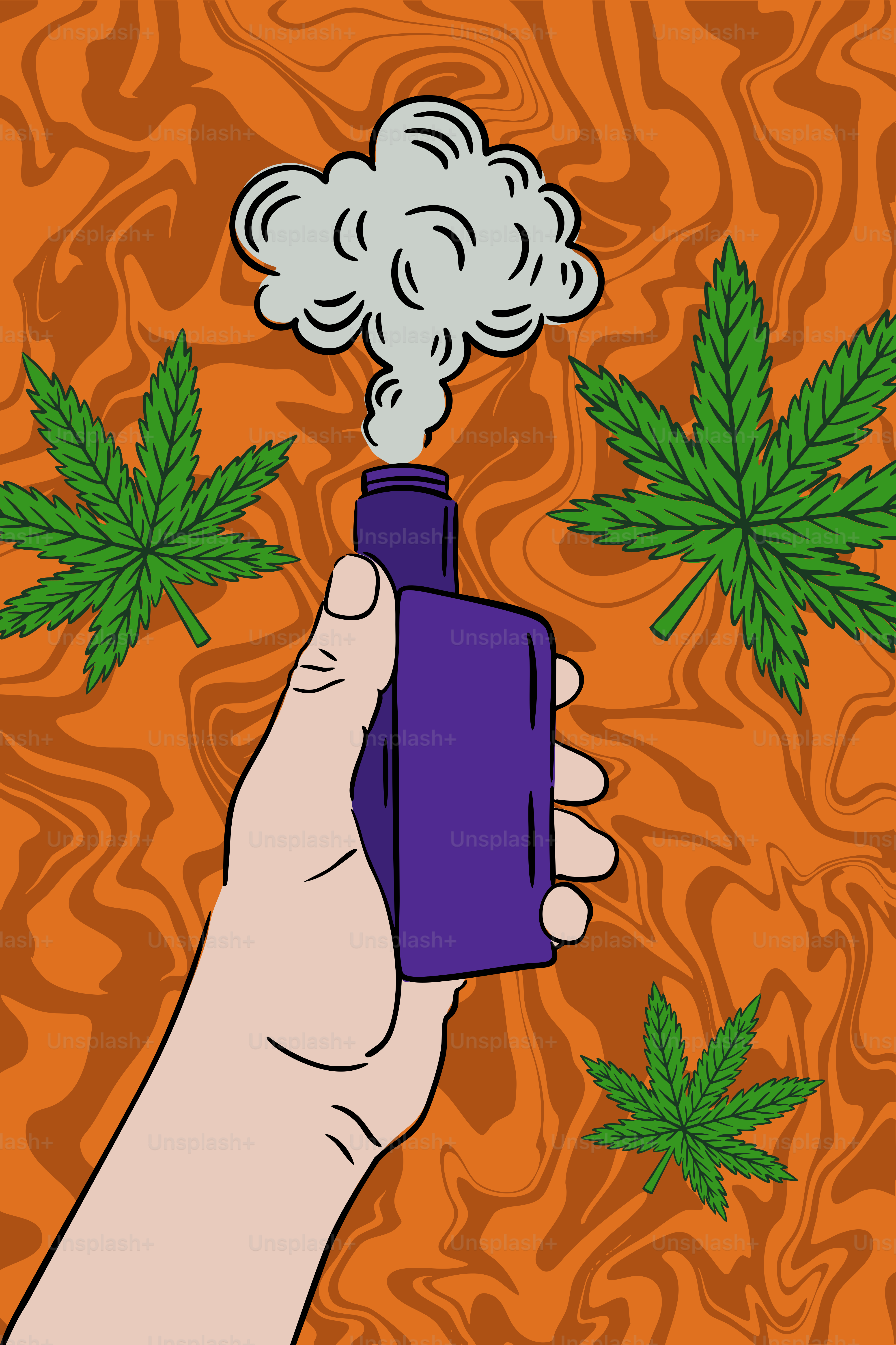 Des joints, une feuille de cannabis et de la fumée en forme de cœur.  vectoriel – Image de Illustration sur Unsplash, image size:3000x4500