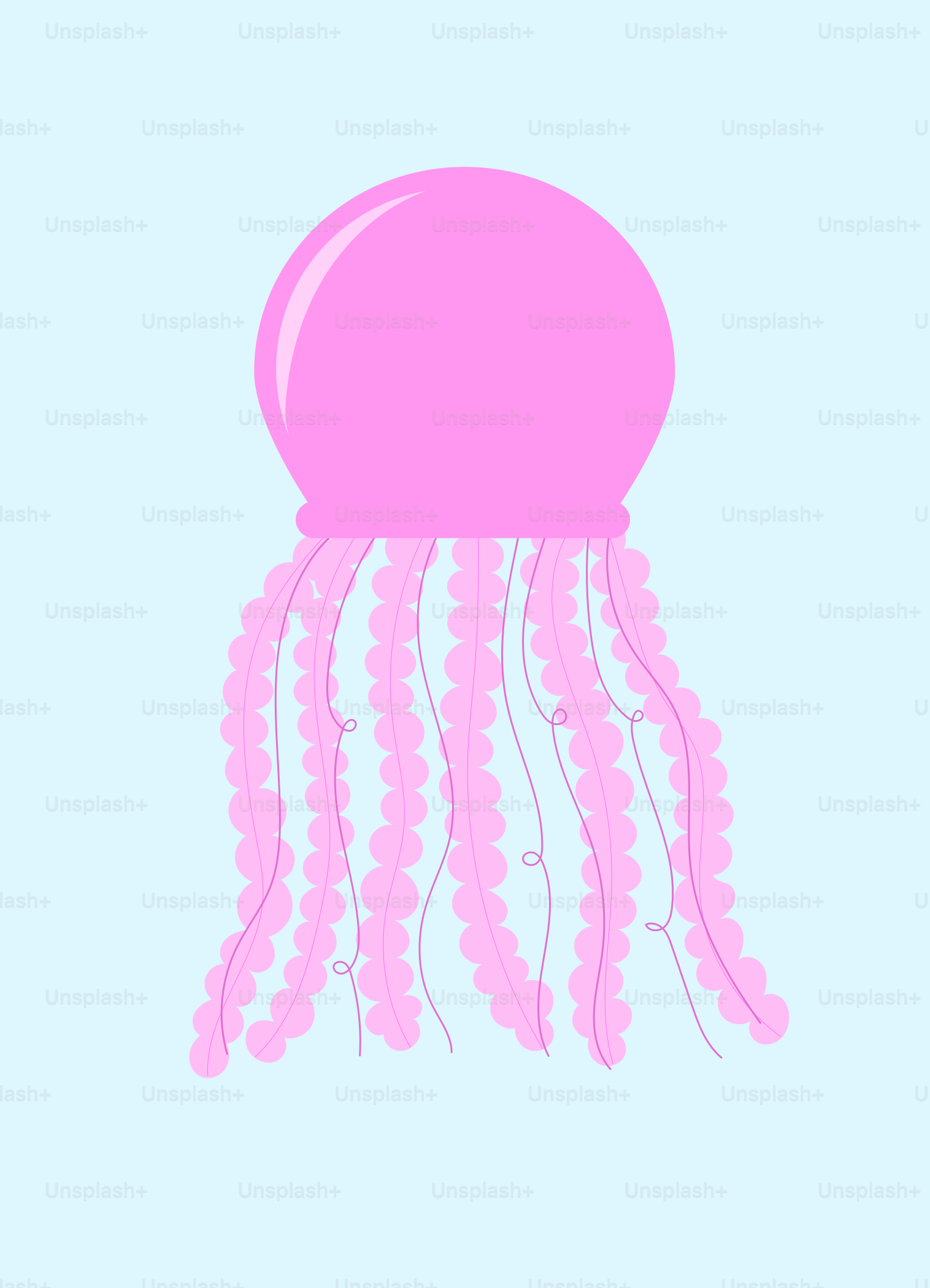 A pink jellyfish floats in the water.