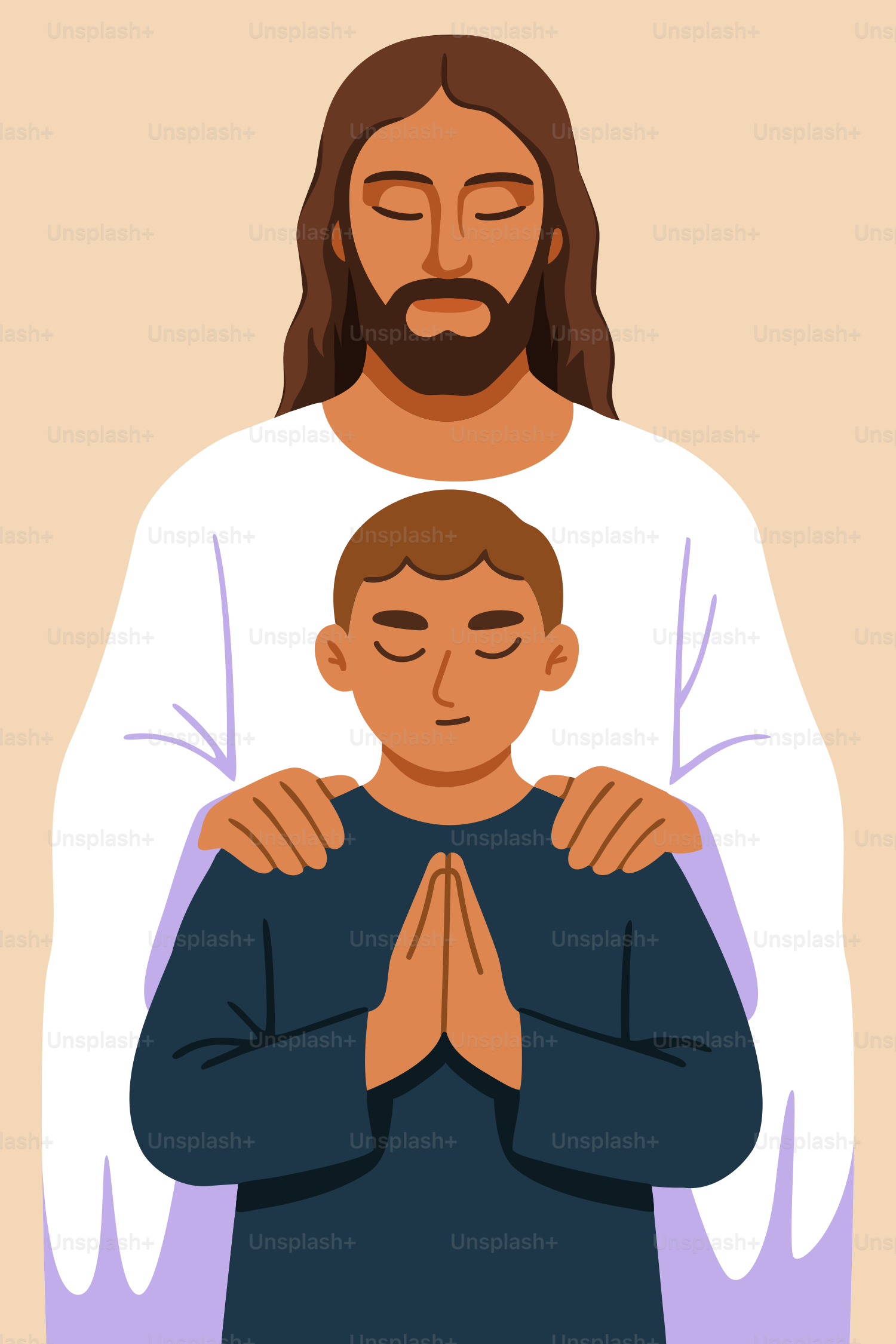 Jesucristo está bendiciendo a un niño pequeño.