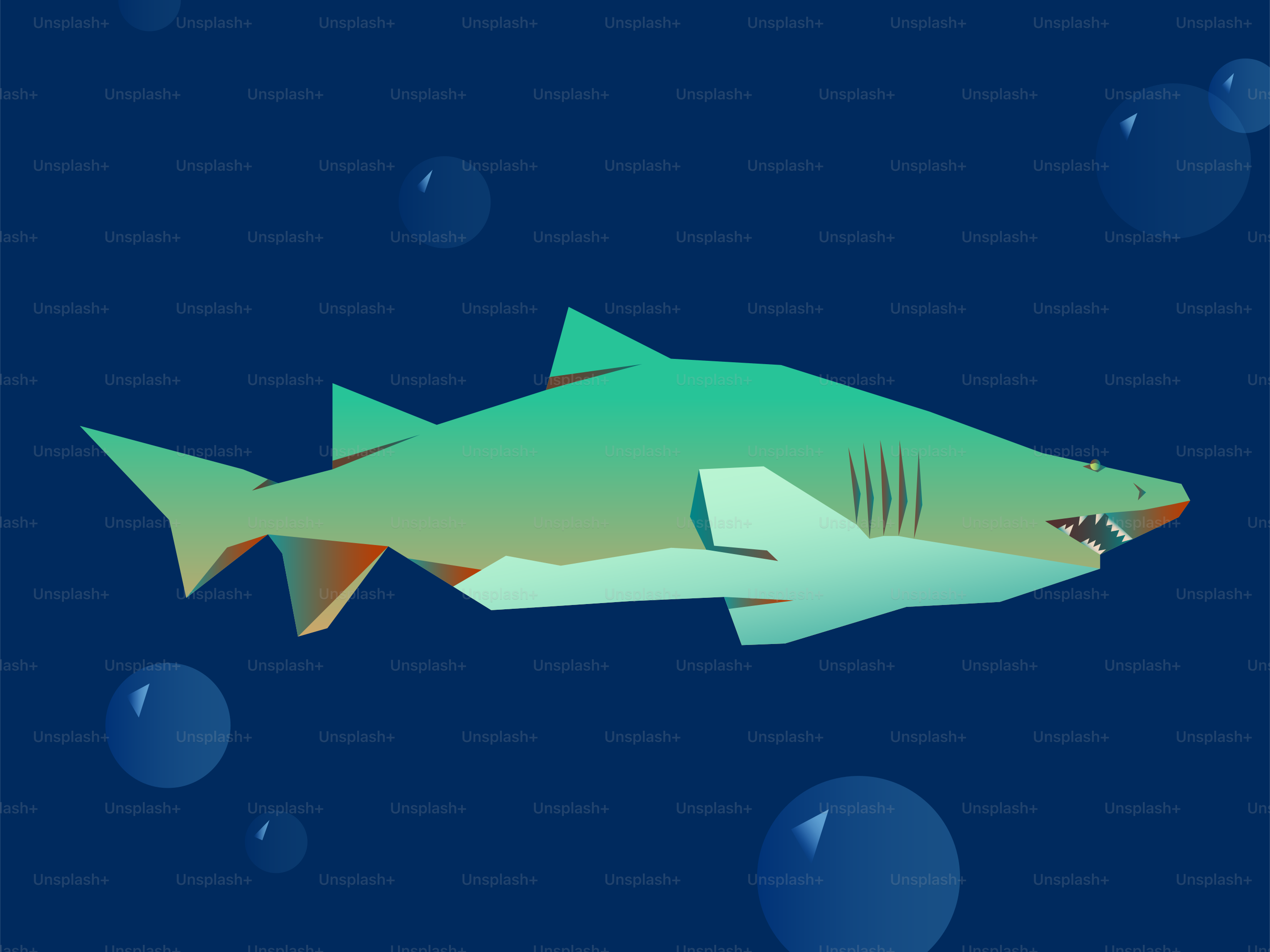 Ein polygonaler Hai schwimmt in der Tiefsee.