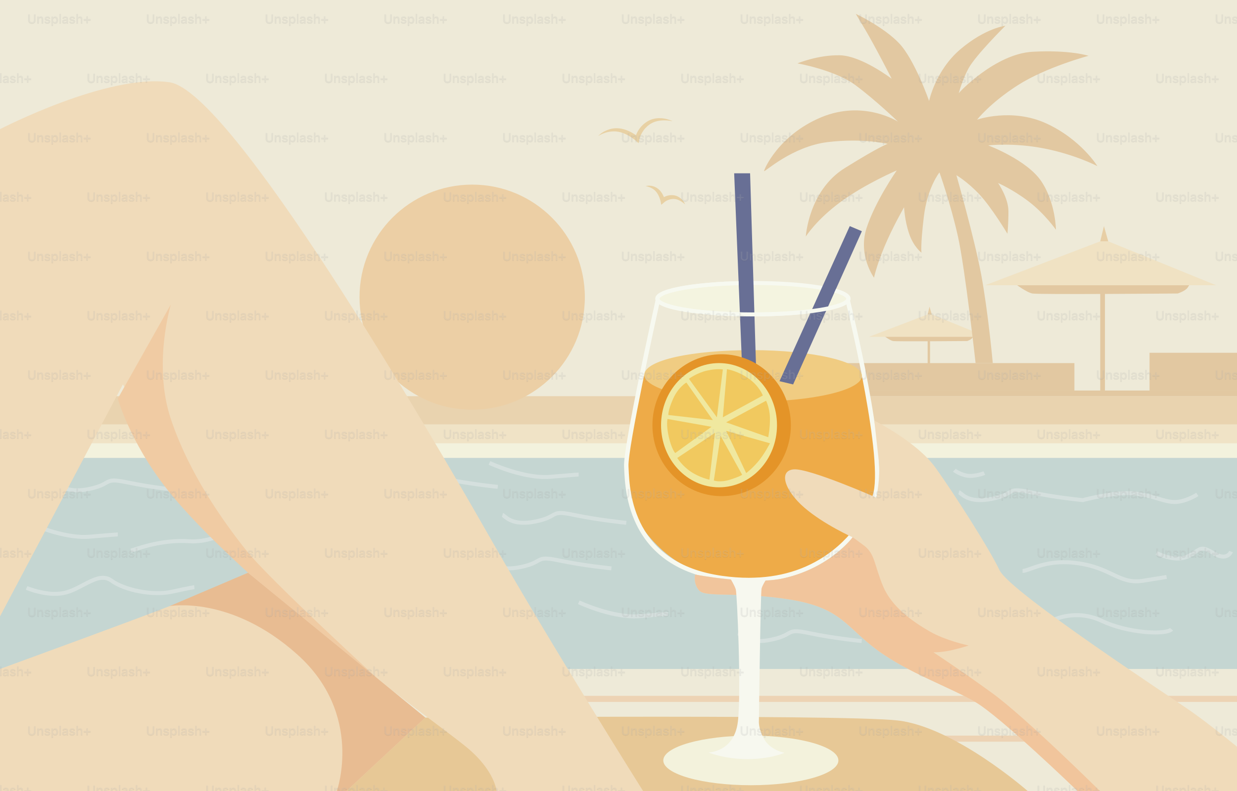 Relaxing by the pool with a refreshing cocktail.