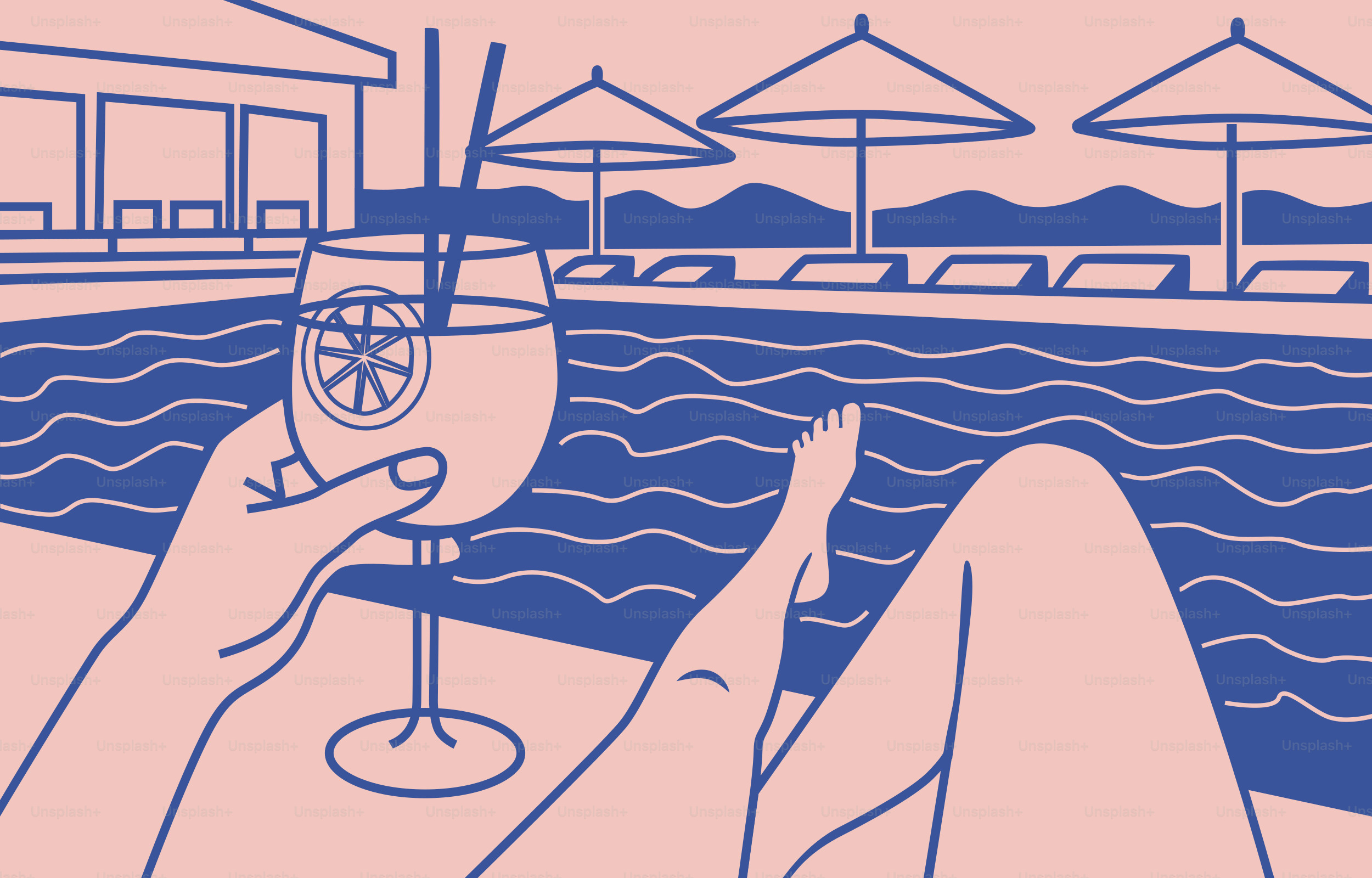 Relaxing by the pool with a refreshing drink. vector – Travel Image on ...