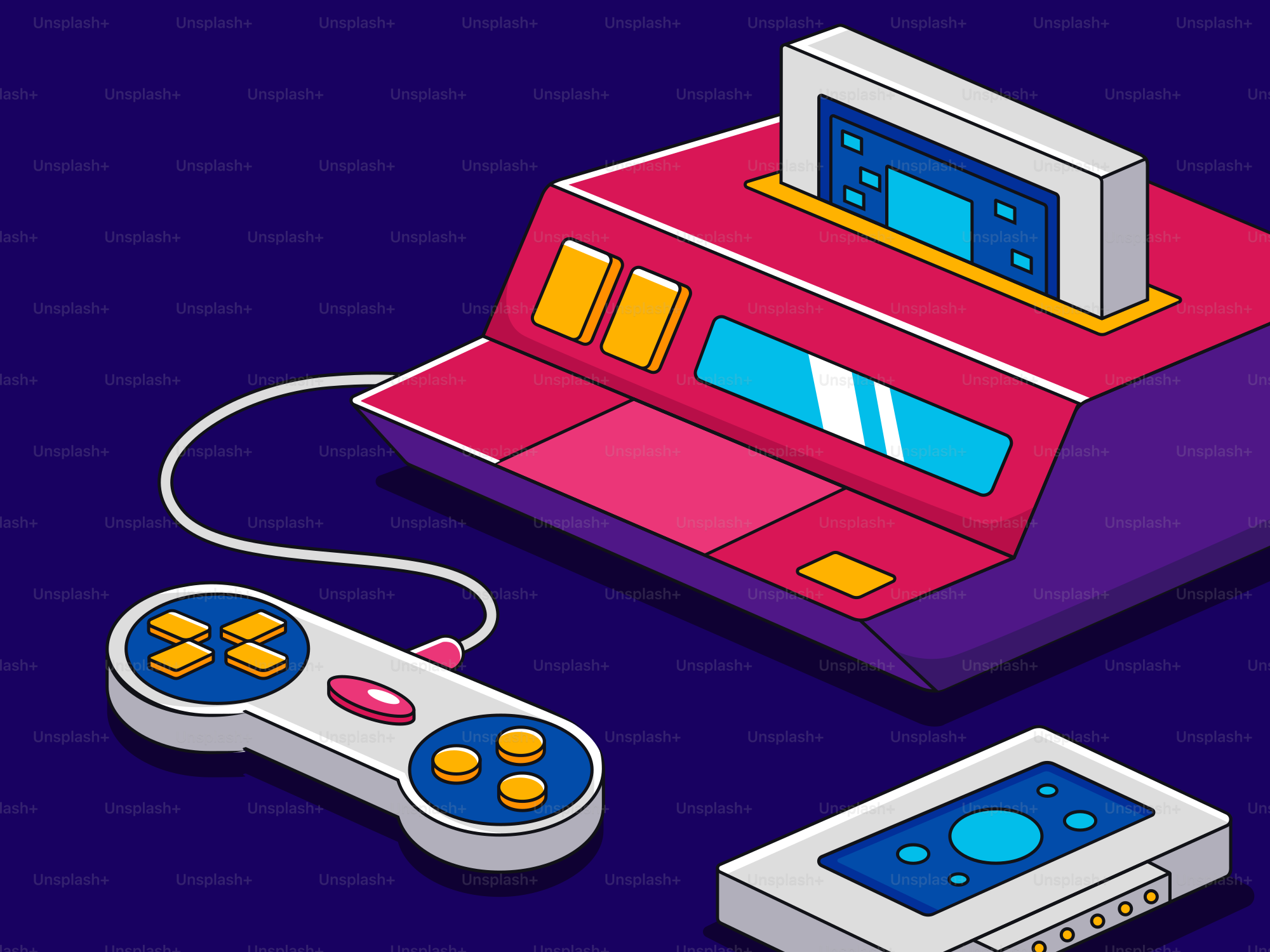 Here is a possible caption: a cartoon image of a retro gaming console.