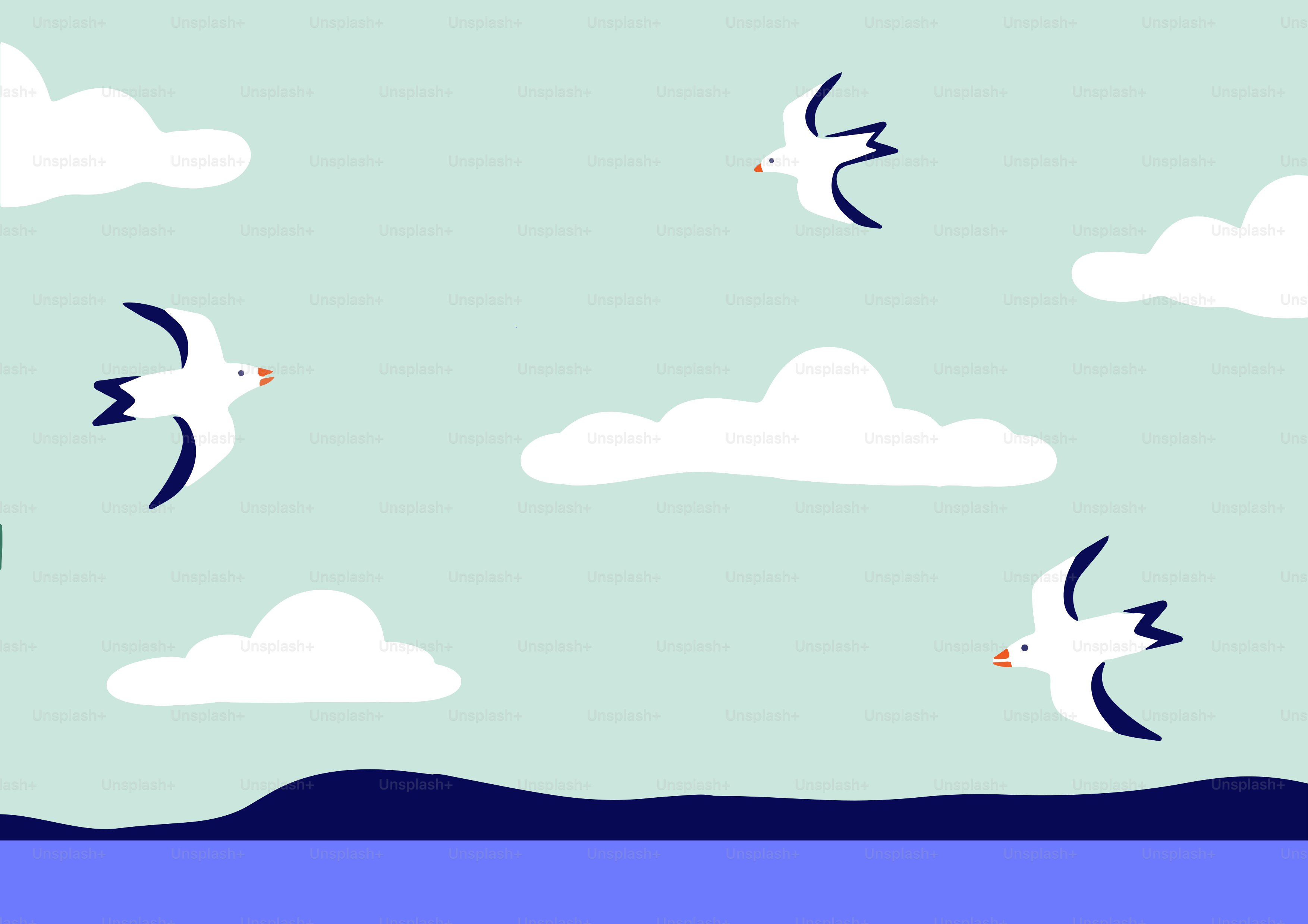 鳥は空を飛び回る。