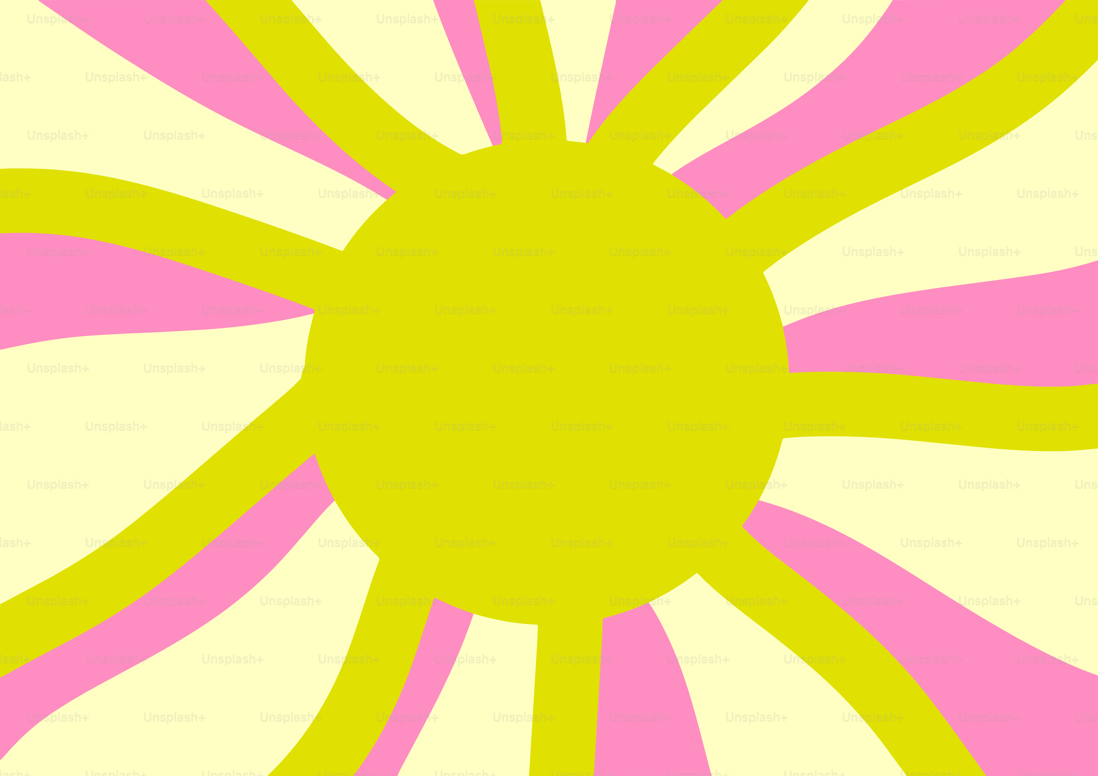 A yellow sun with pink and yellow rays.