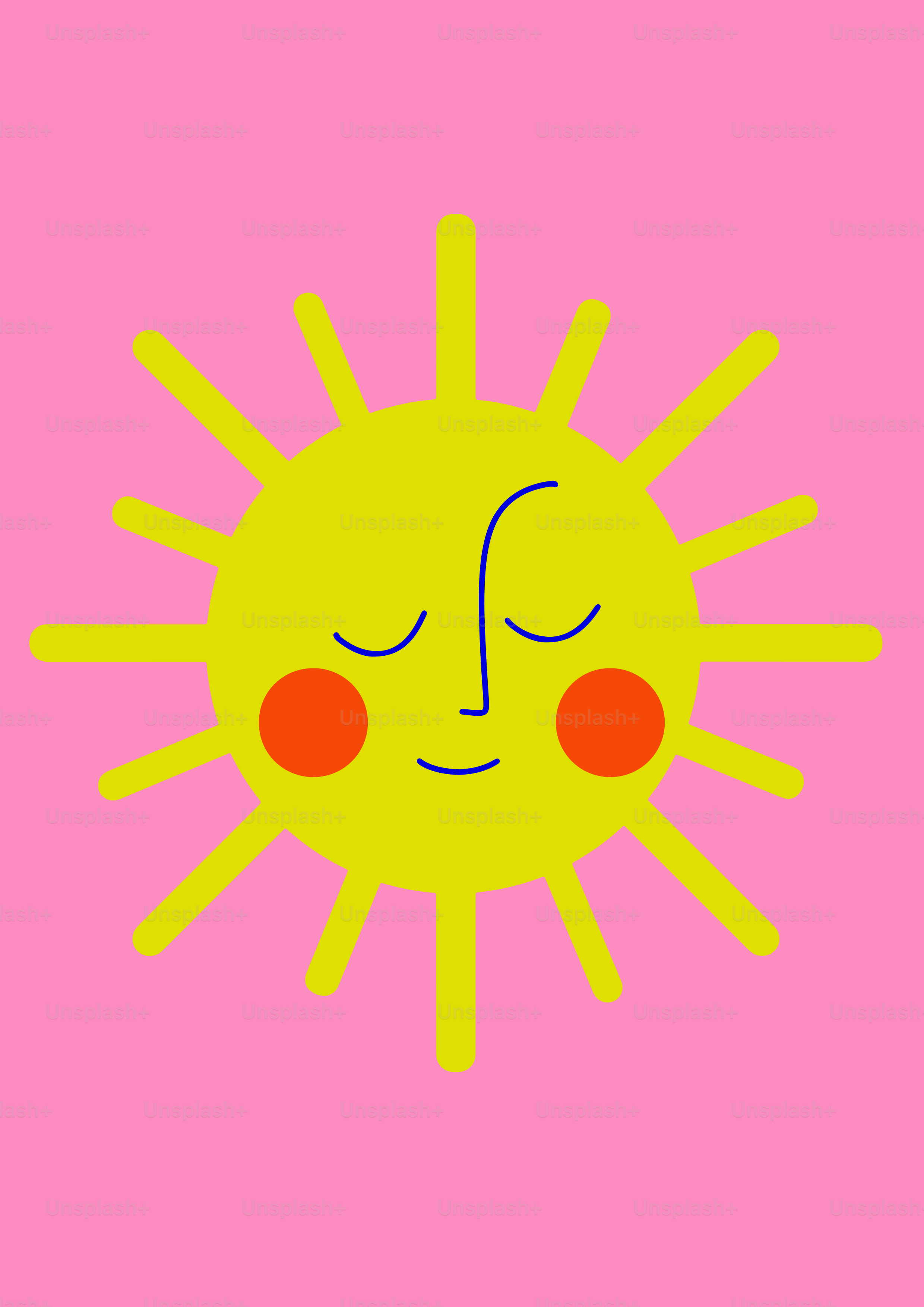 A smiling sun with closed eyes.