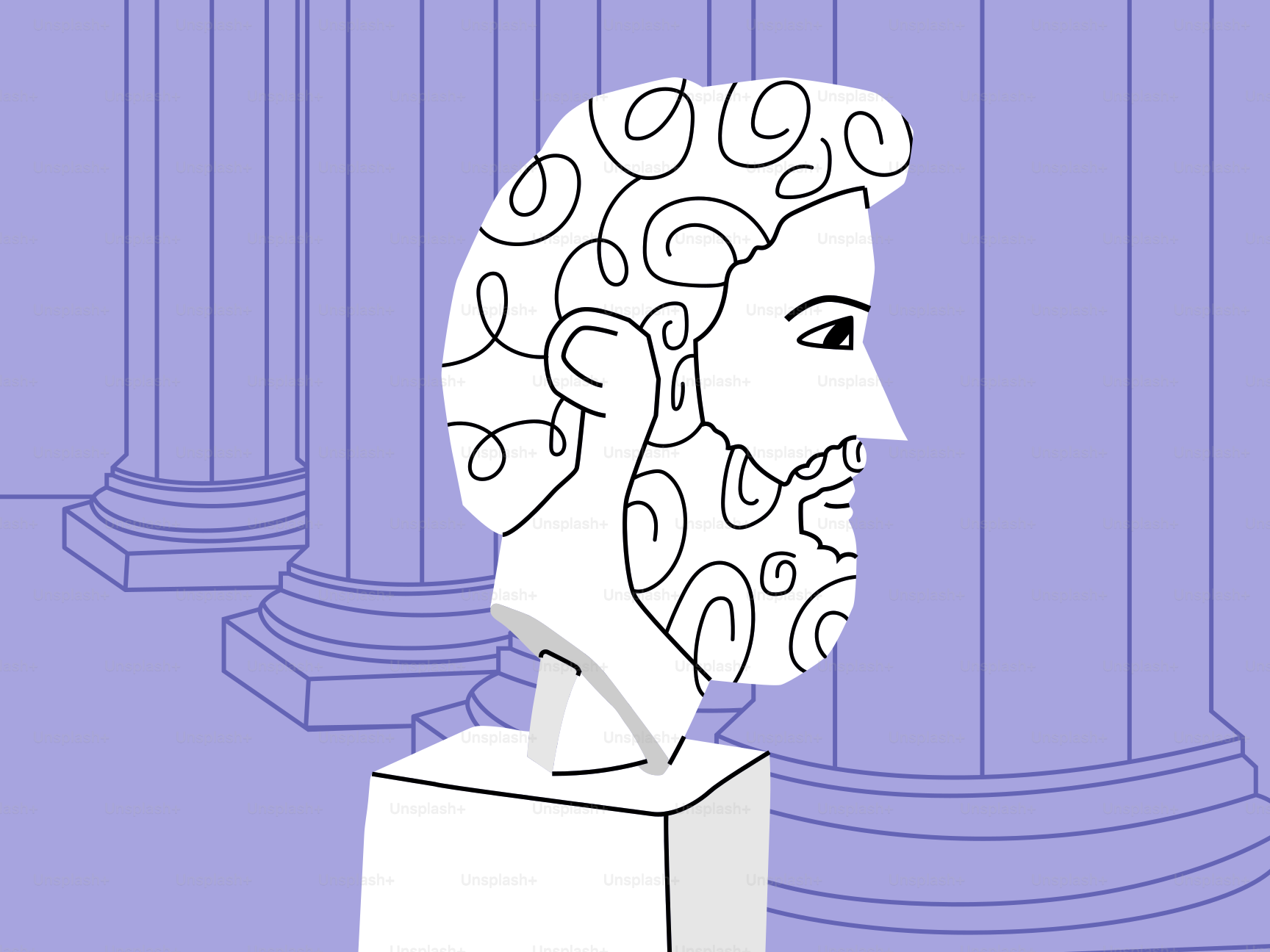 Eine Karikaturbüste eines griechischen Philosophen.