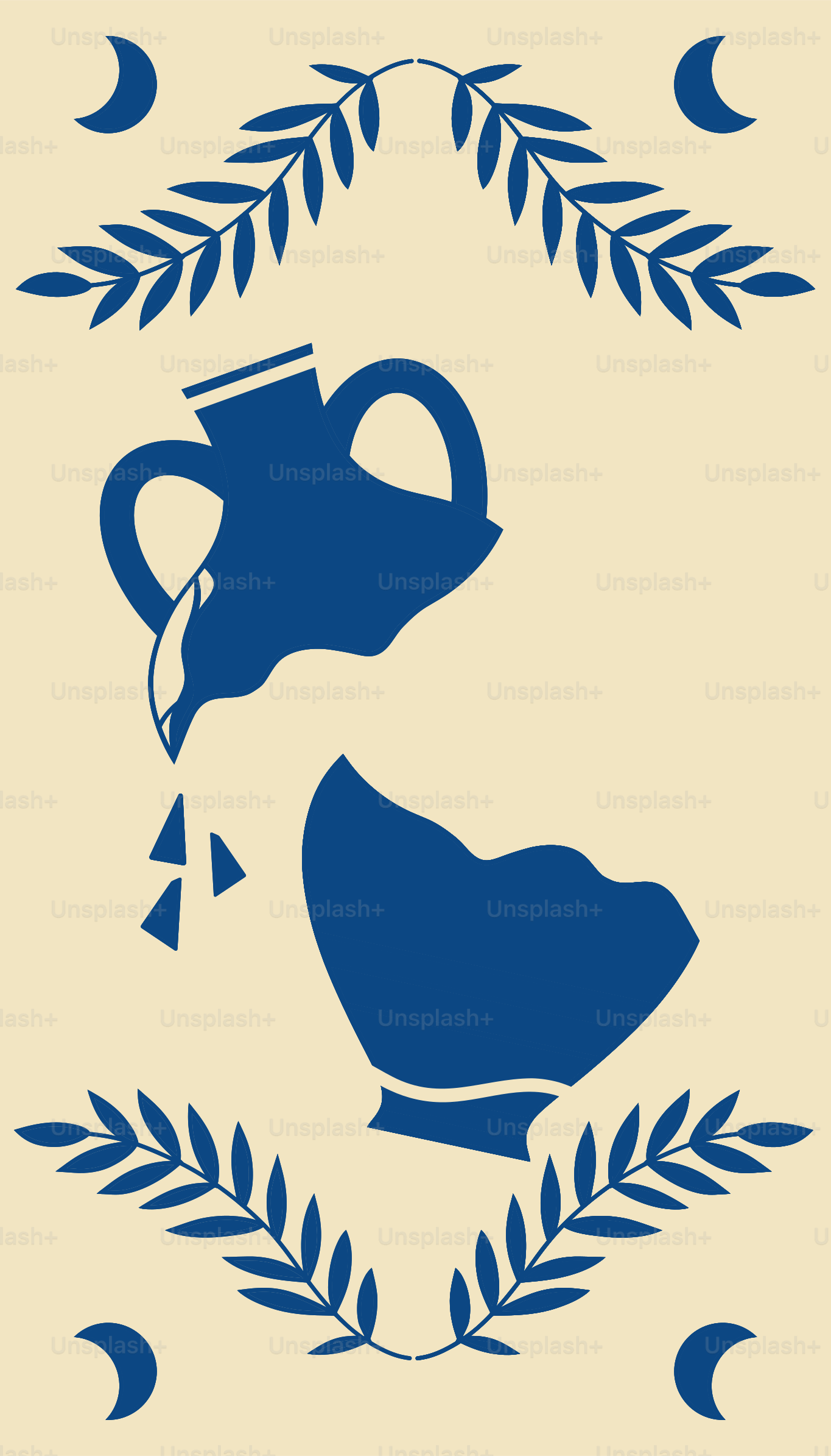 Símbolo de Acuario con cerámica azul vertiendo agua.