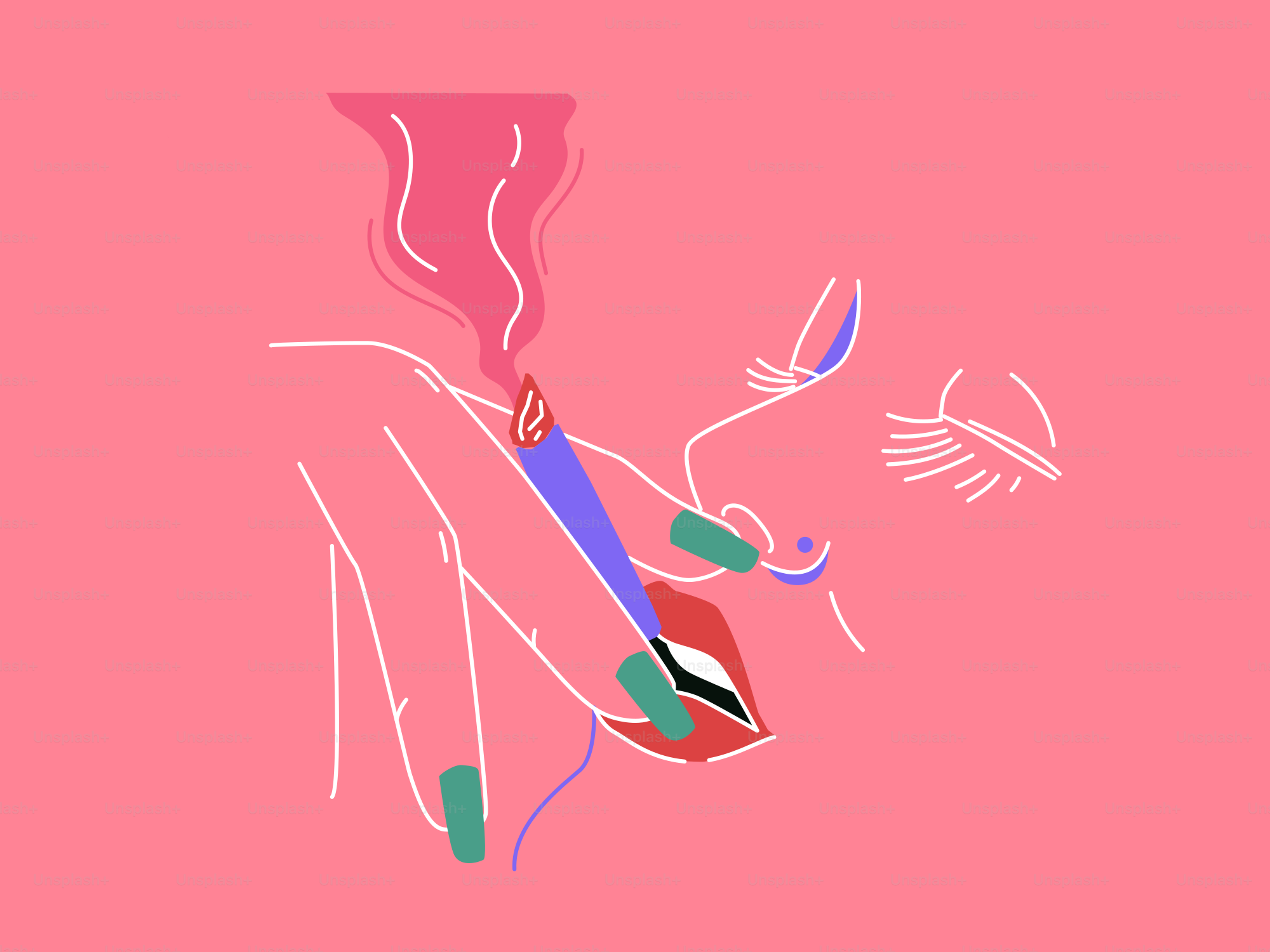 A hand is holding and smoking a cigarette.