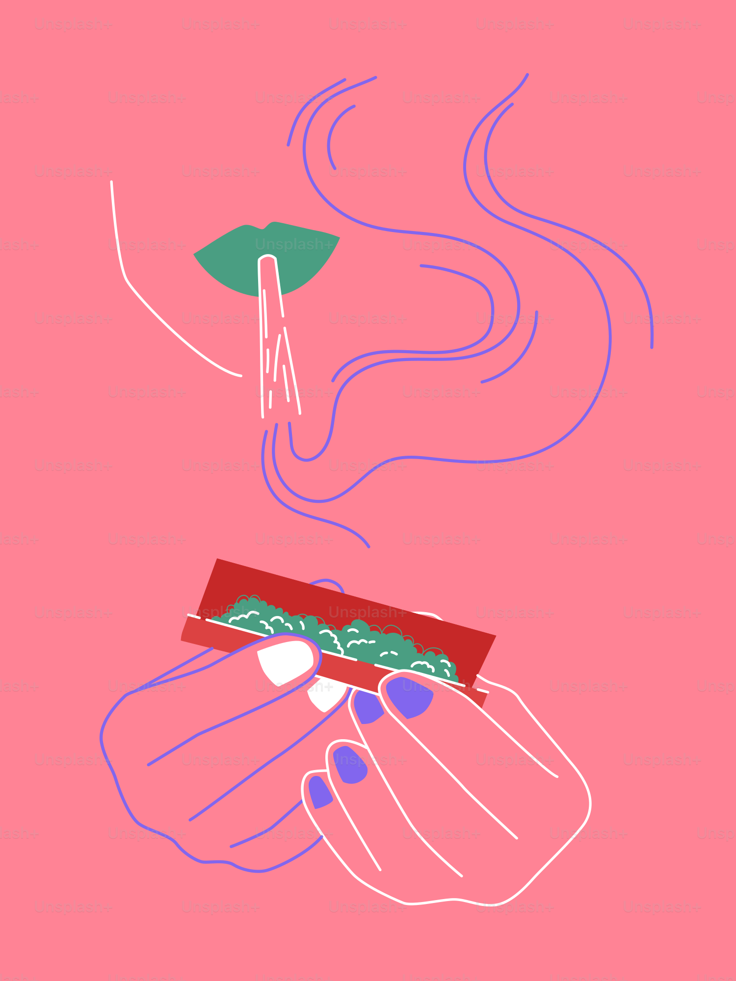 A person is rolling and smoking marijuana.