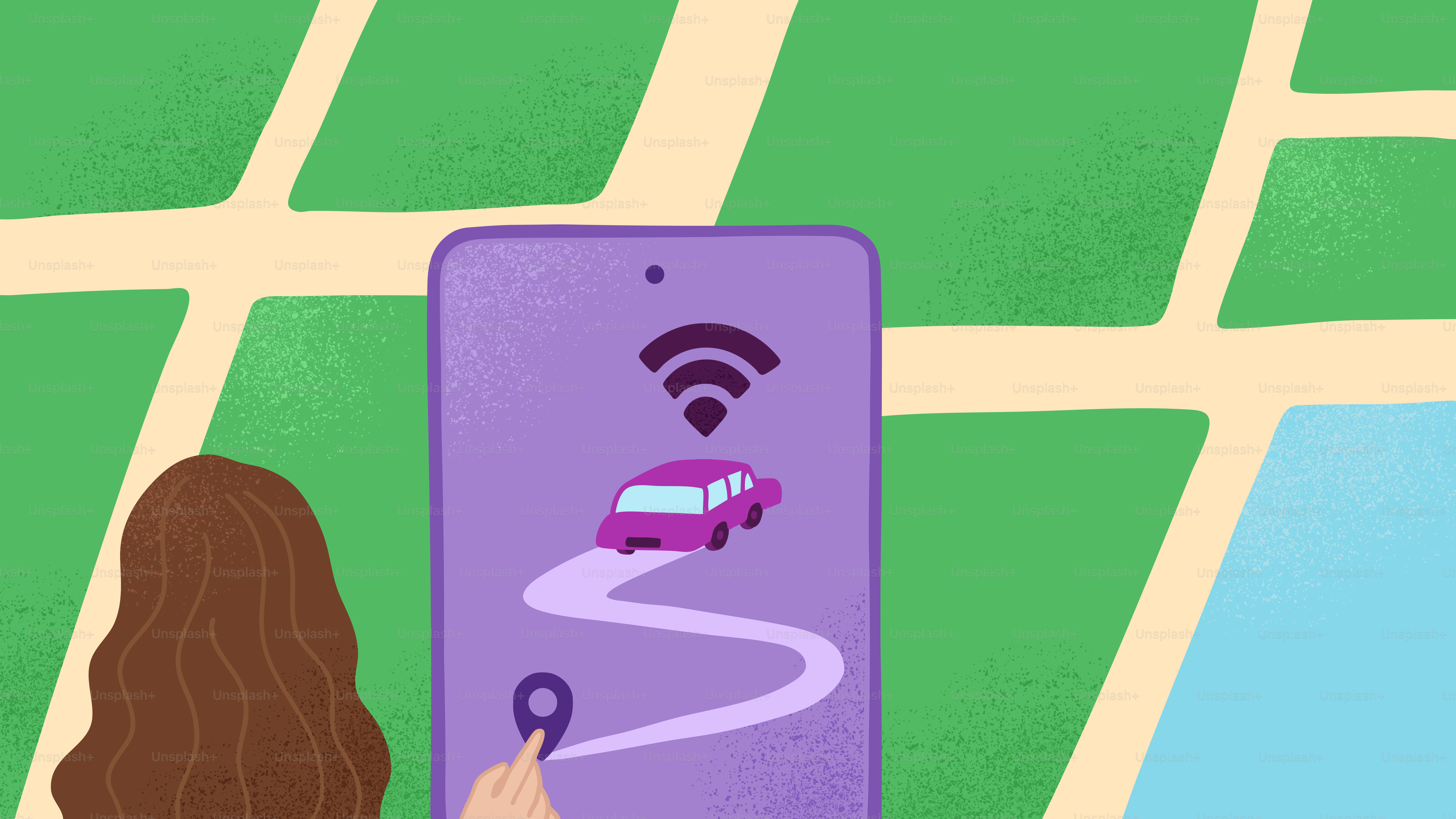 Person uses a phone app for car navigation.