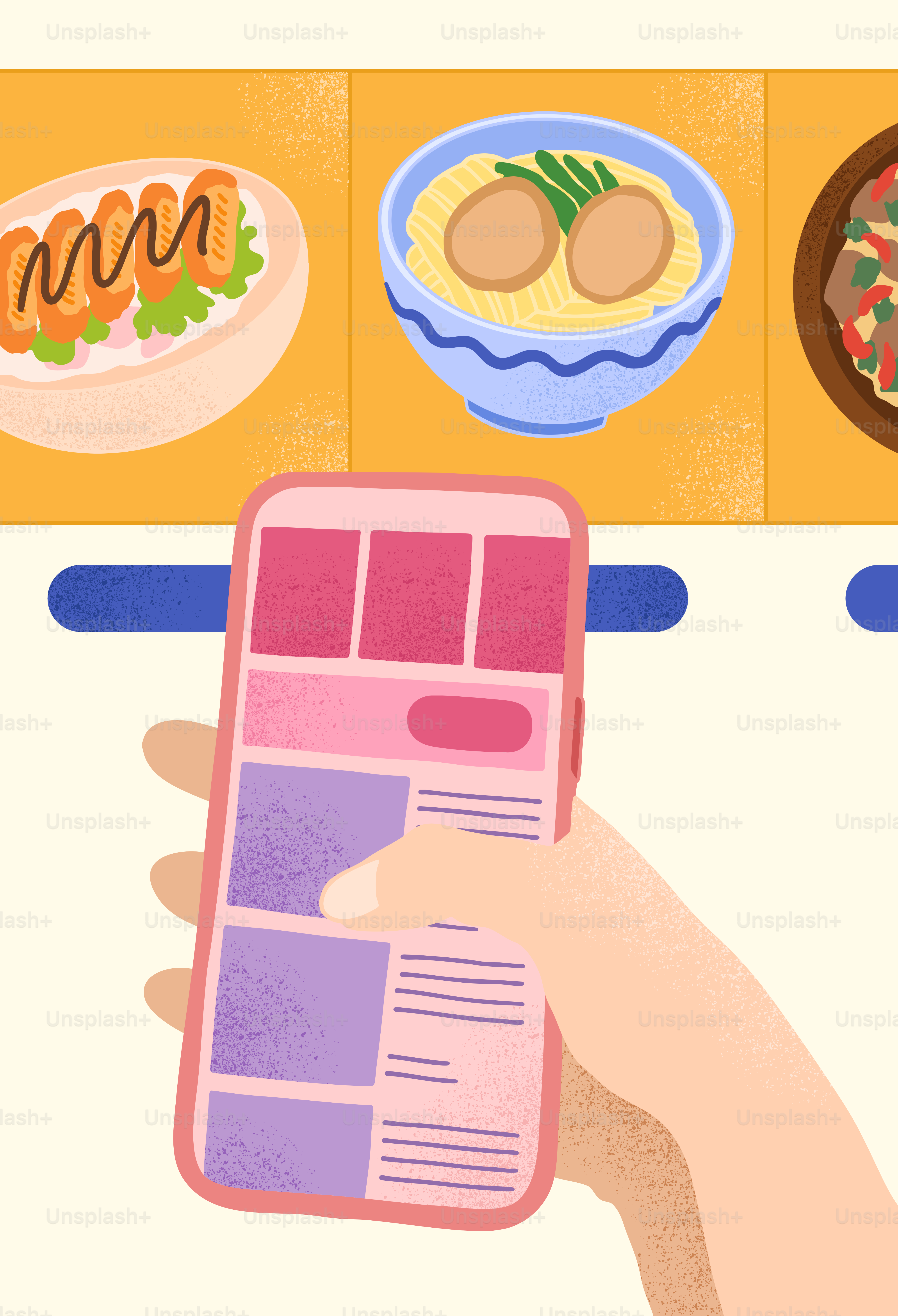 Ordering food online with a smartphone.