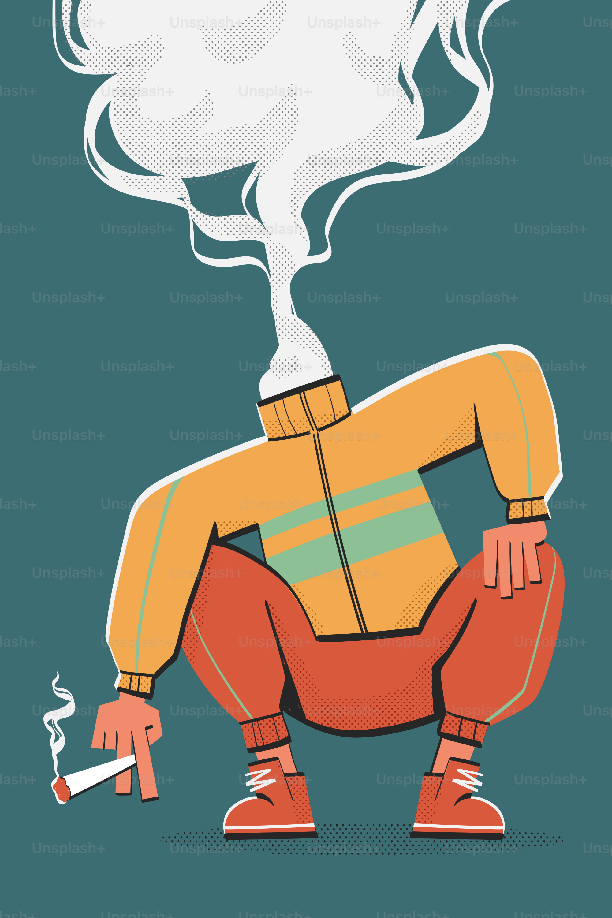 A smoker with smoke instead of a head.