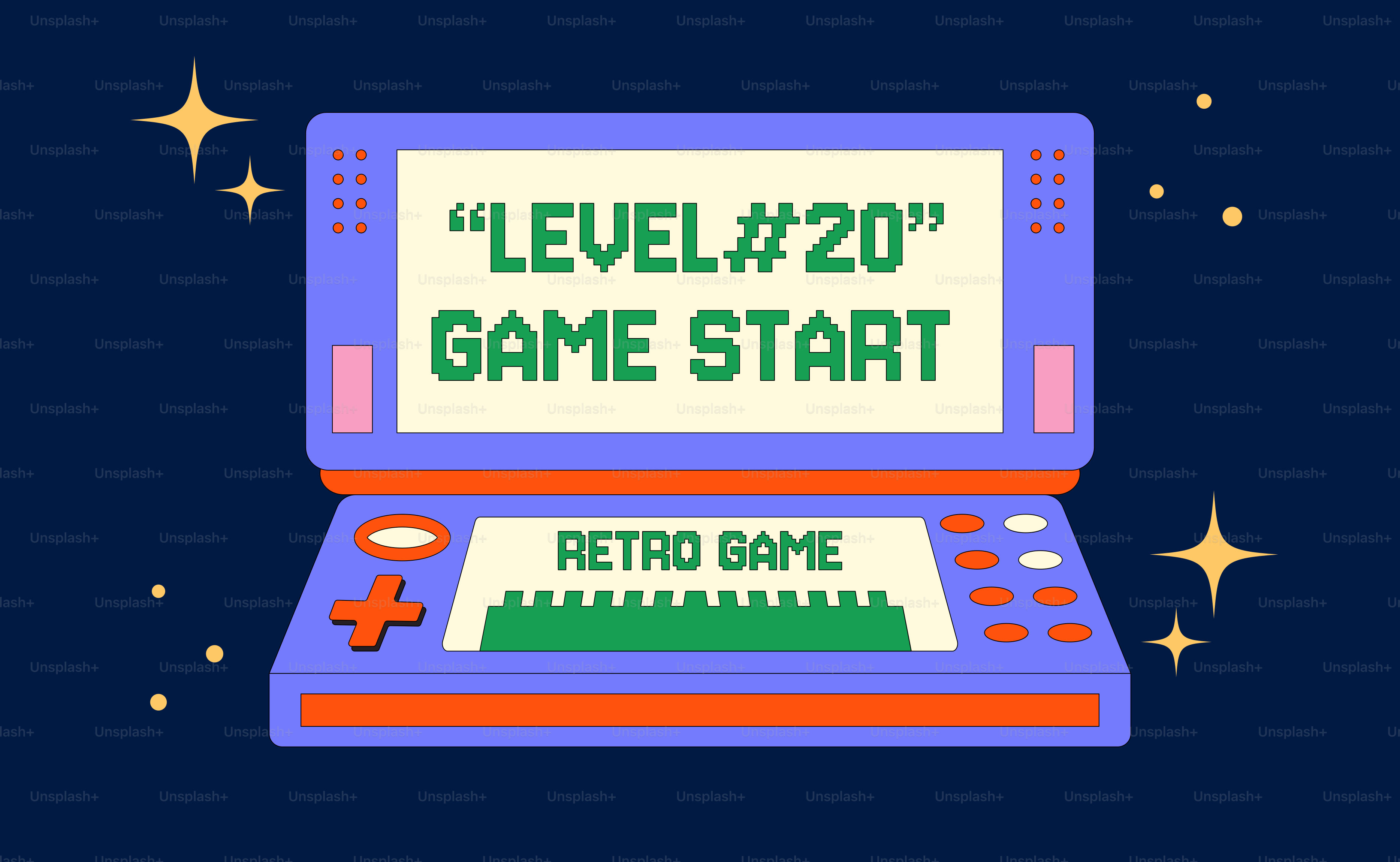 Retro game console starting at level #20.
