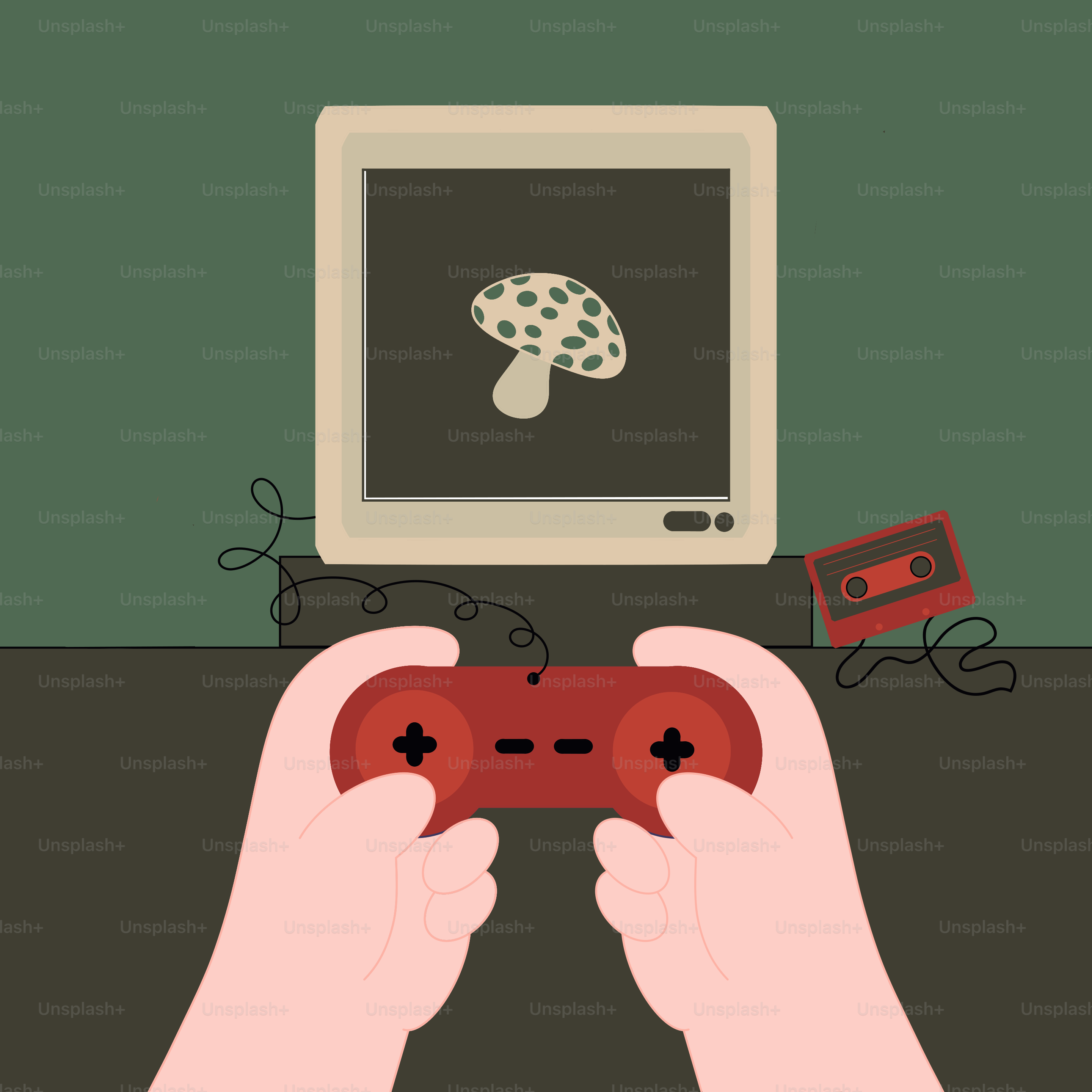 Giocare a un videogioco su un vecchio monitor.