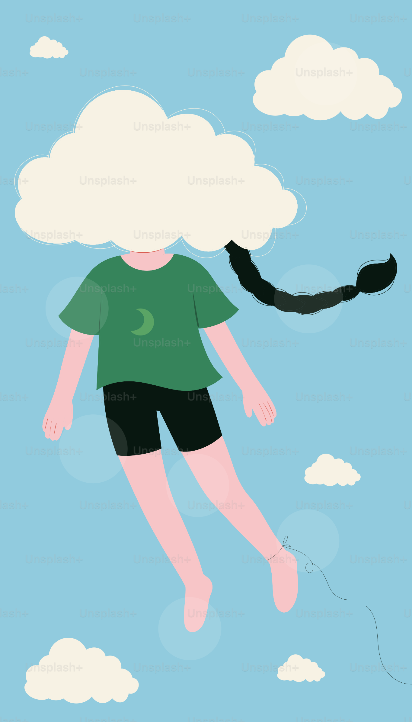 A person with a cloud for a head.