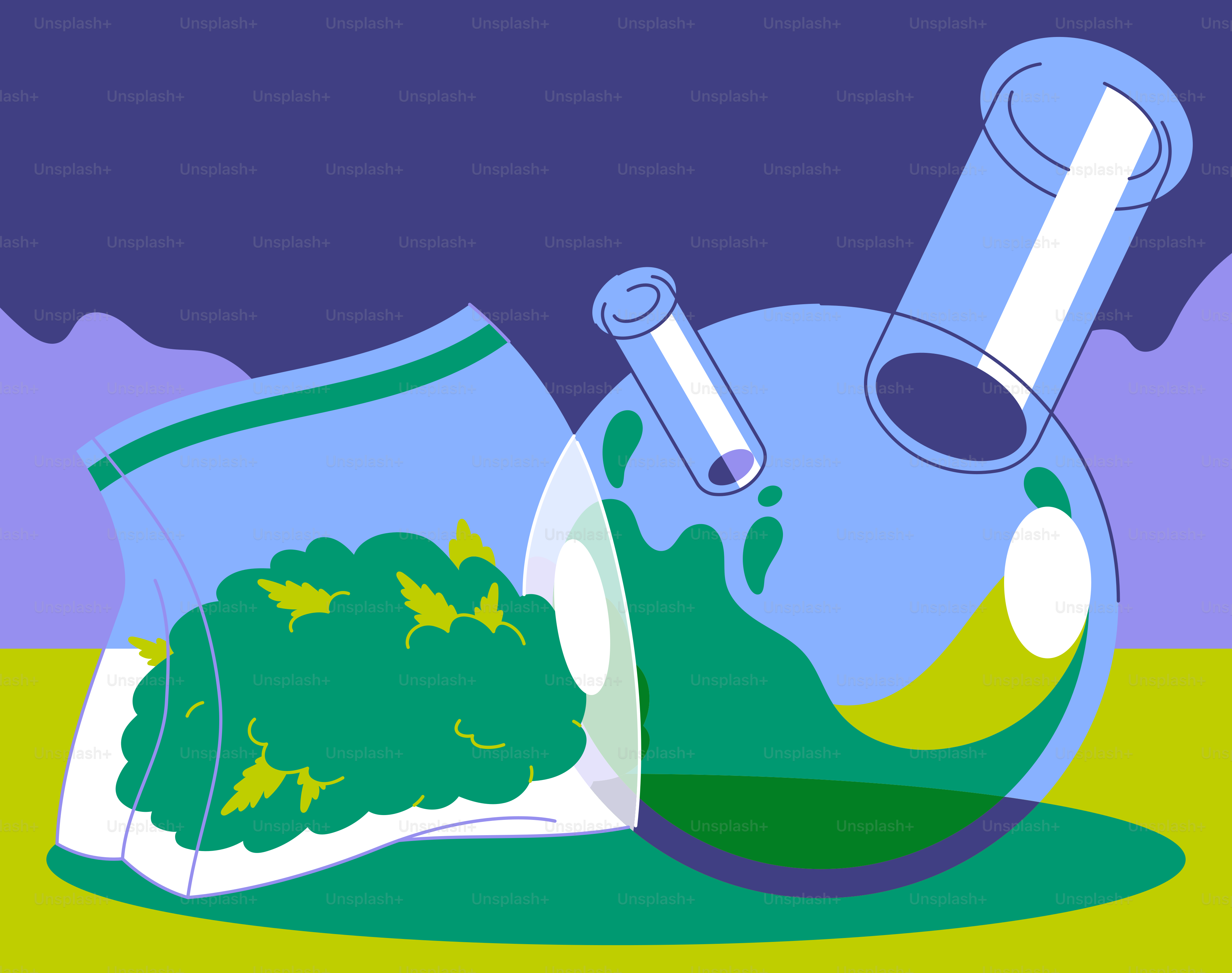 A bong and a bag of cannabis.