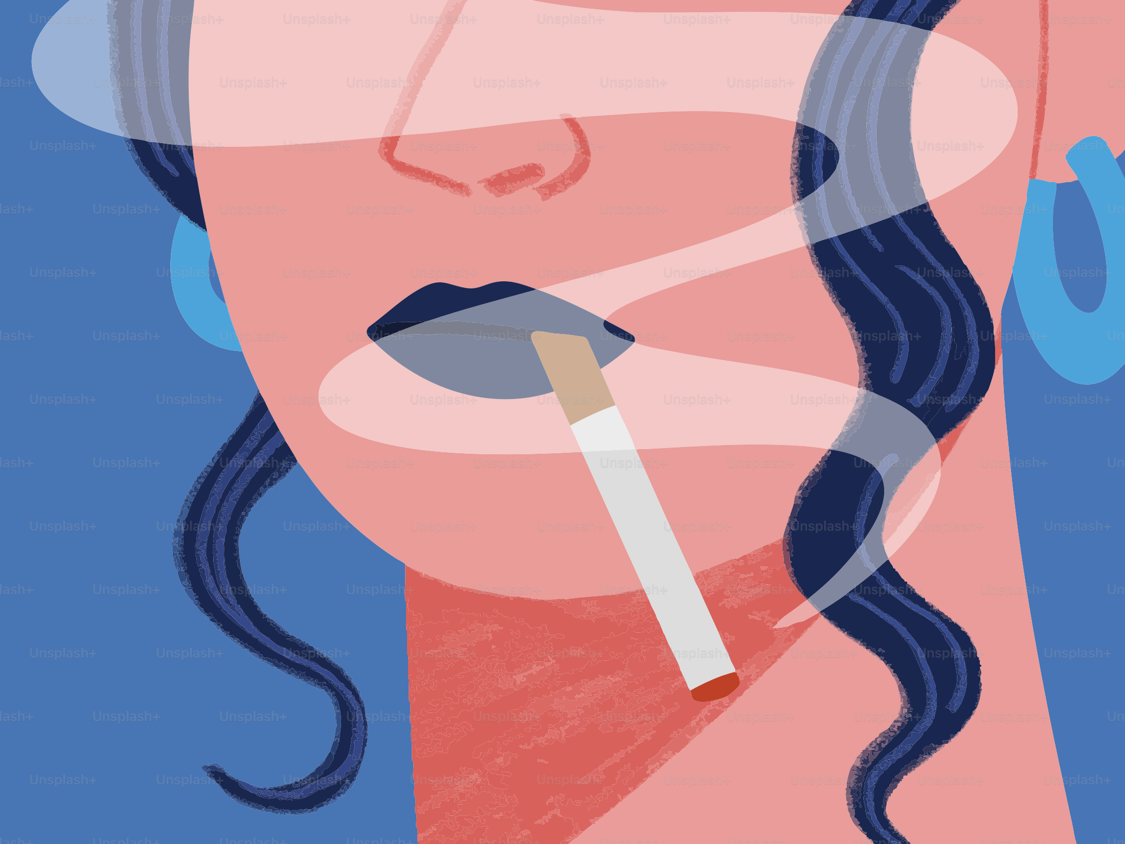 A woman is smoking a cigarette.