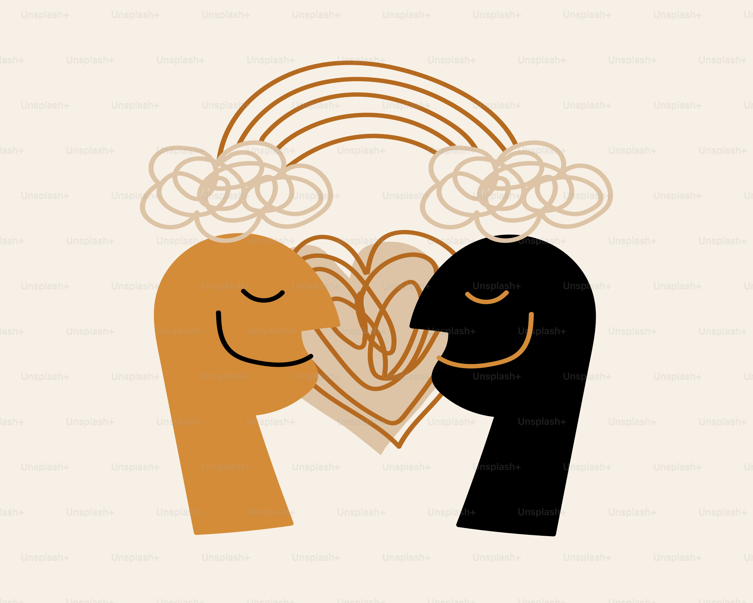 두 사람이 무지개 아래 마음을 공유한다. 벡터 – Unsplash의 사랑 이미지, image size:3000x2400