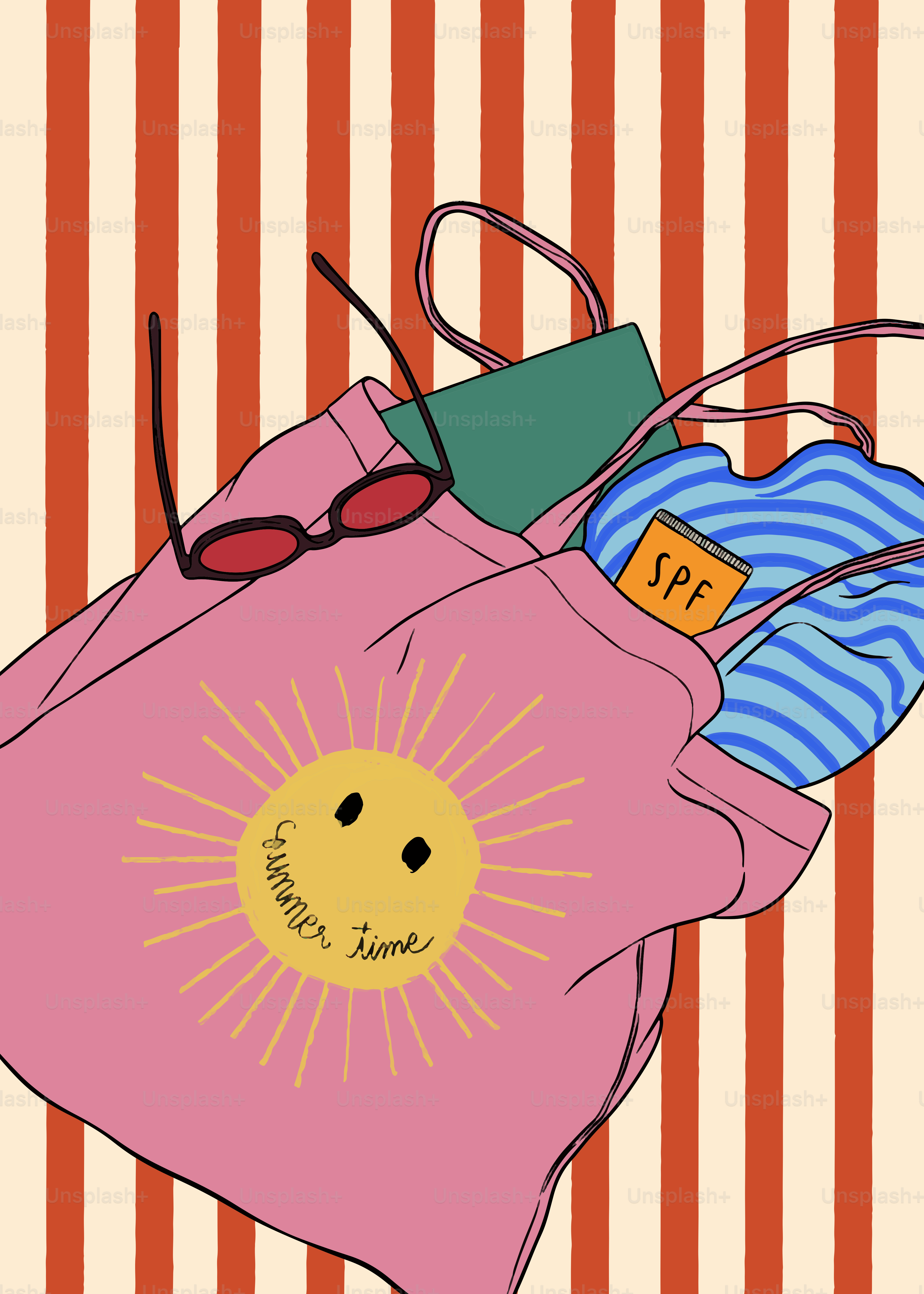 Summer essentials are packed and ready for a fun day.